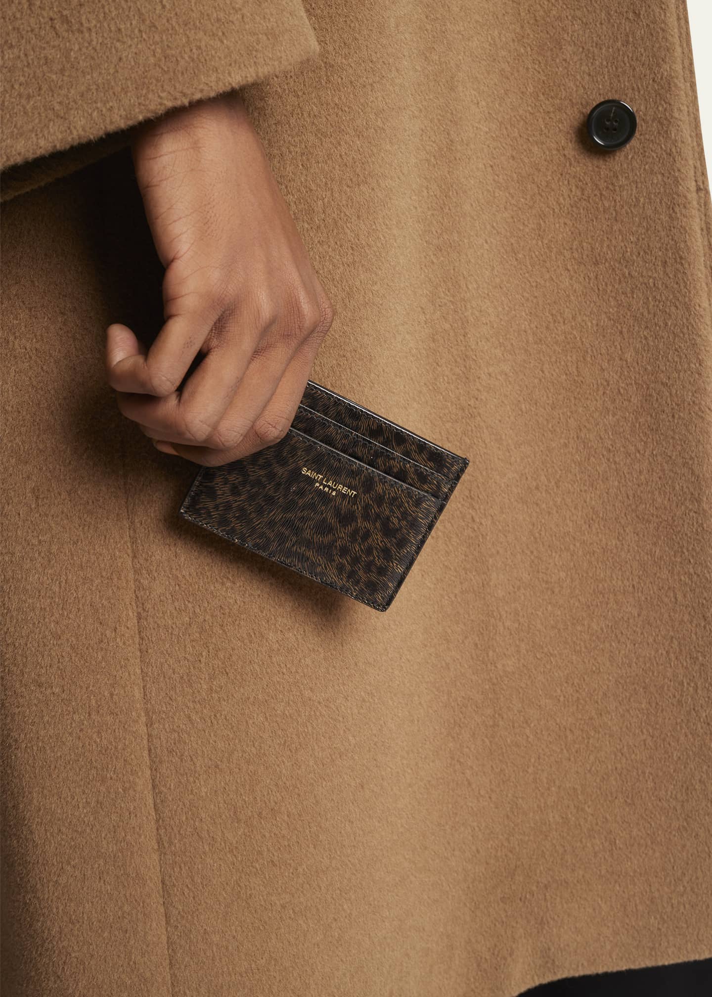 Saint Laurent Men s Leopard Print Leather Card Holder