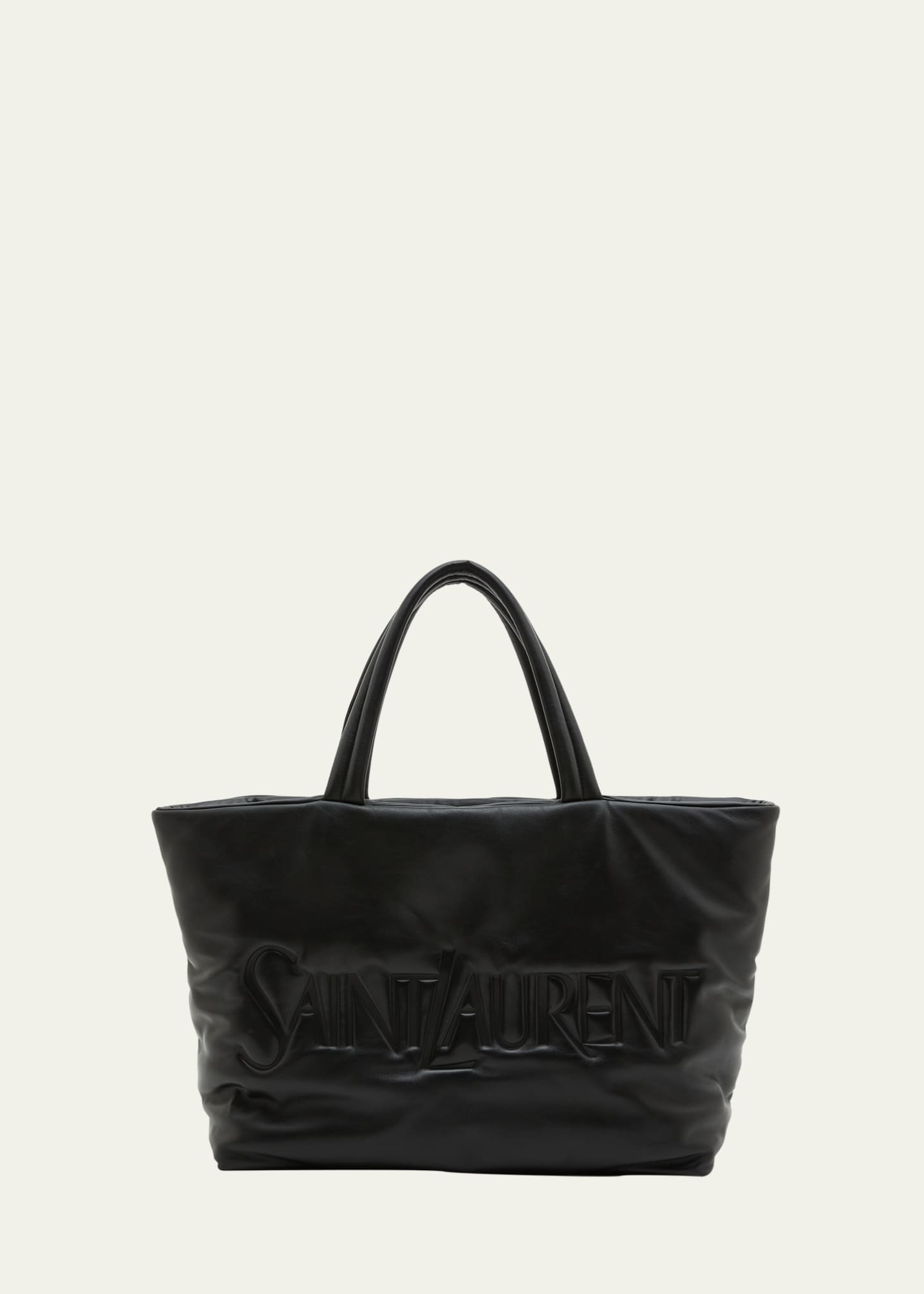 Saint Laurent Men's Logo Leather Tote Bag