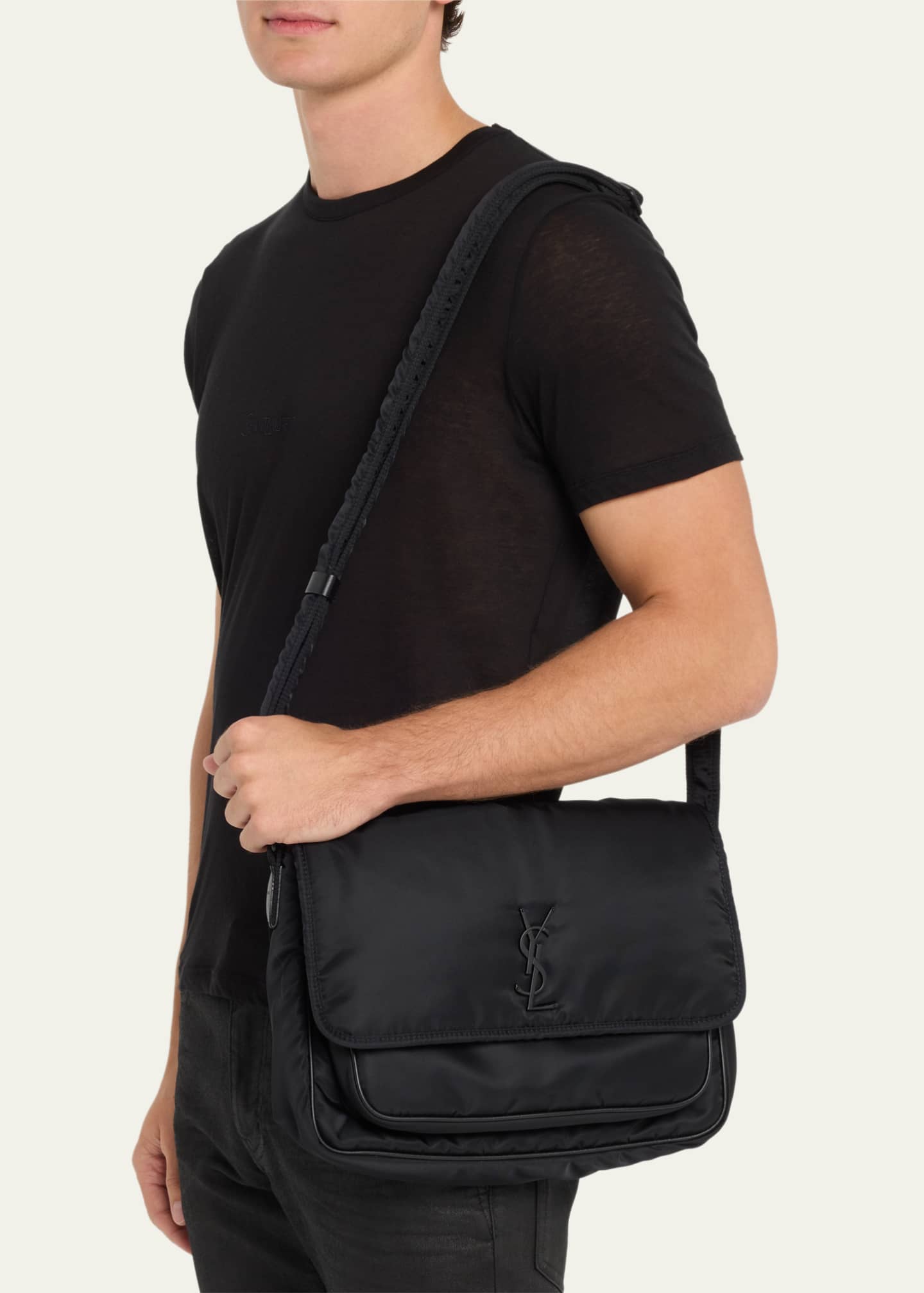 Logo Nylon Messenger Bag in Black - Saint Laurent