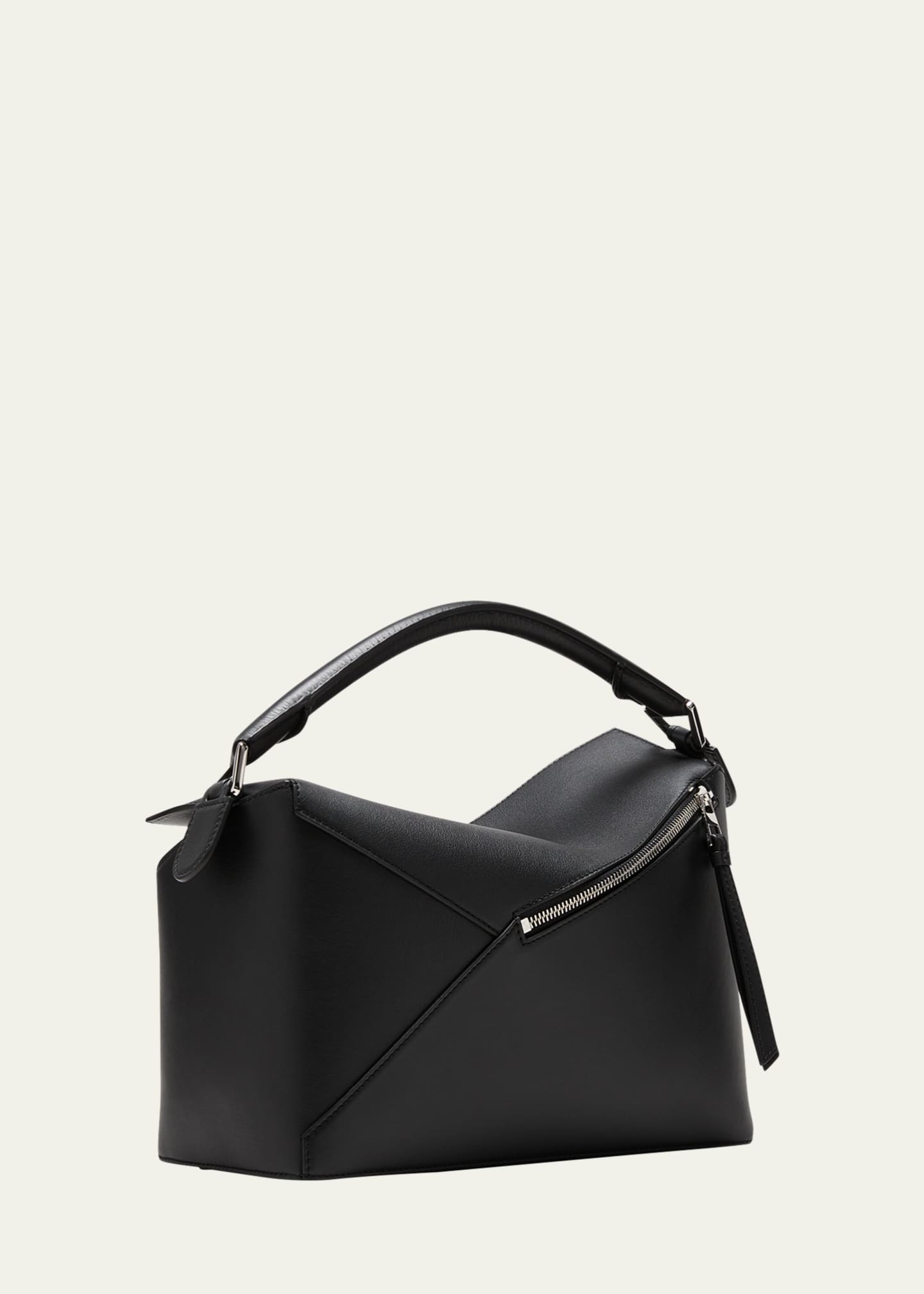 Puzzle Edge Leather Shoulder Bag in Black - Loewe