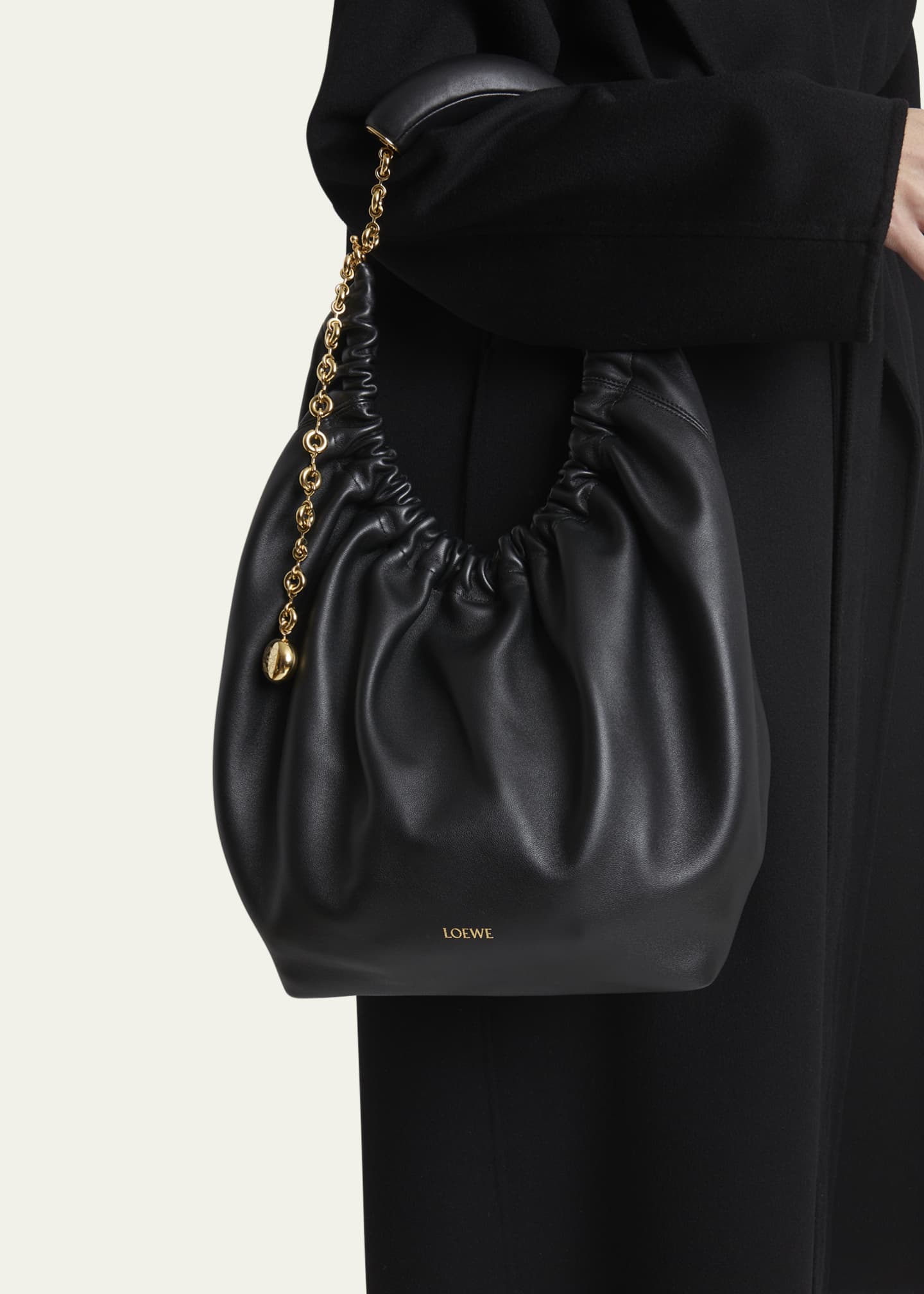 Loewe Medium Squeeze Chain Leather Hobo Bag