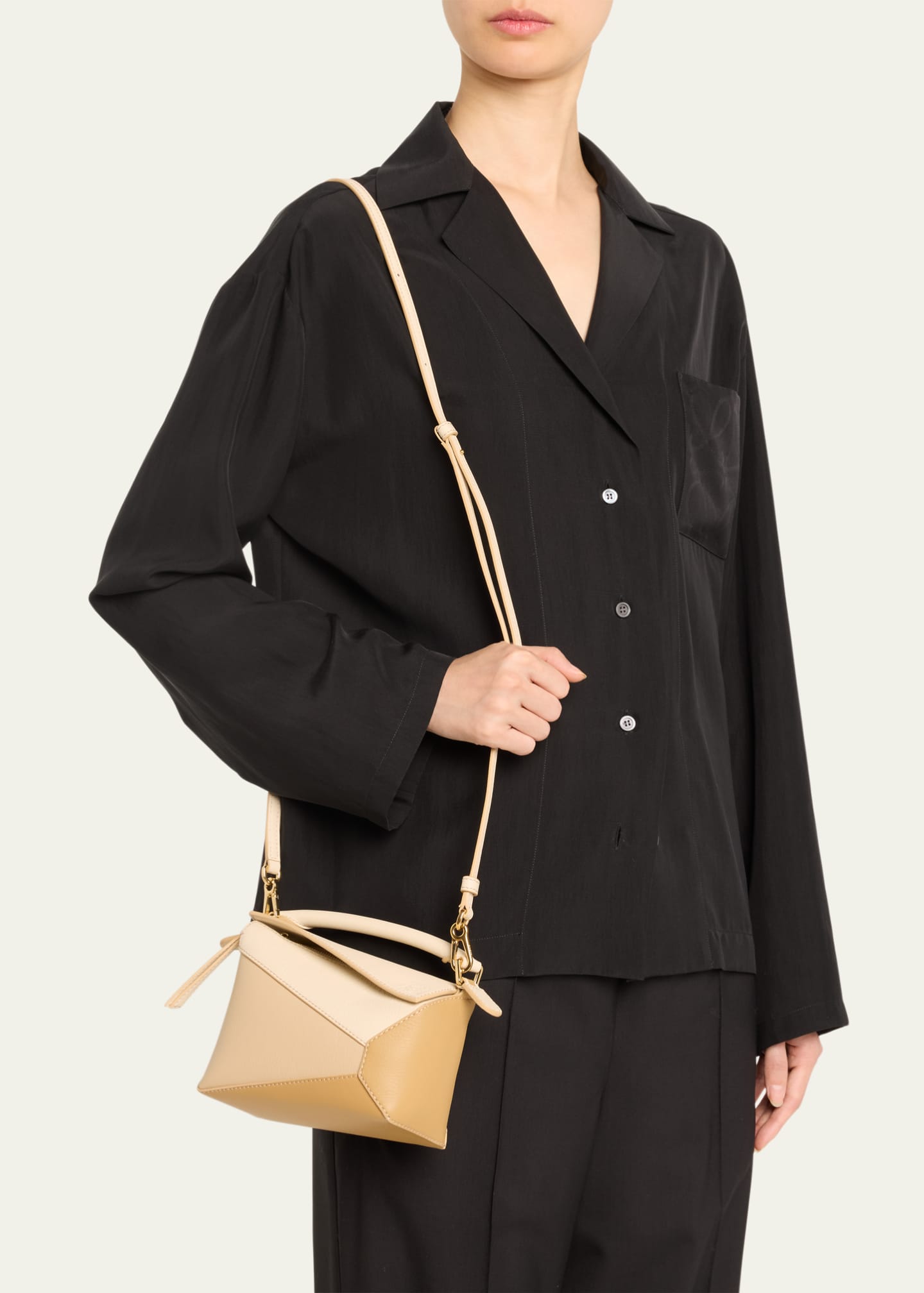 Loewe Mini Puzzle Edge Bicolor Leather Shoulder Bag