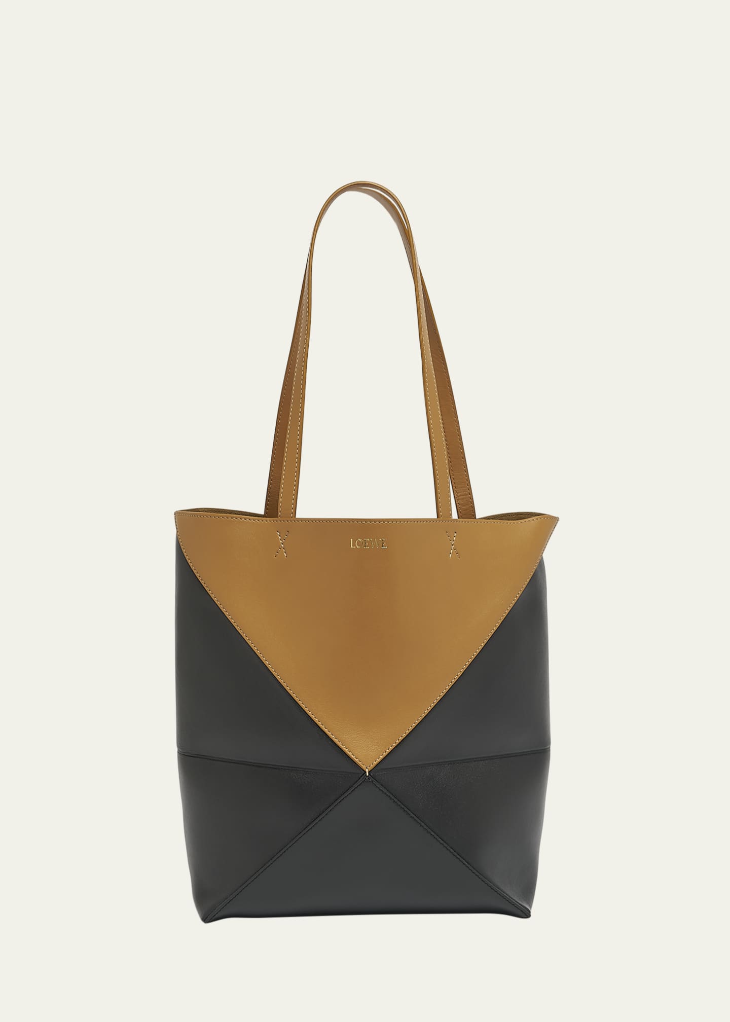 Loewe Puzzle Fold Medium Tote Bag in Shiny Bicolor Leather 