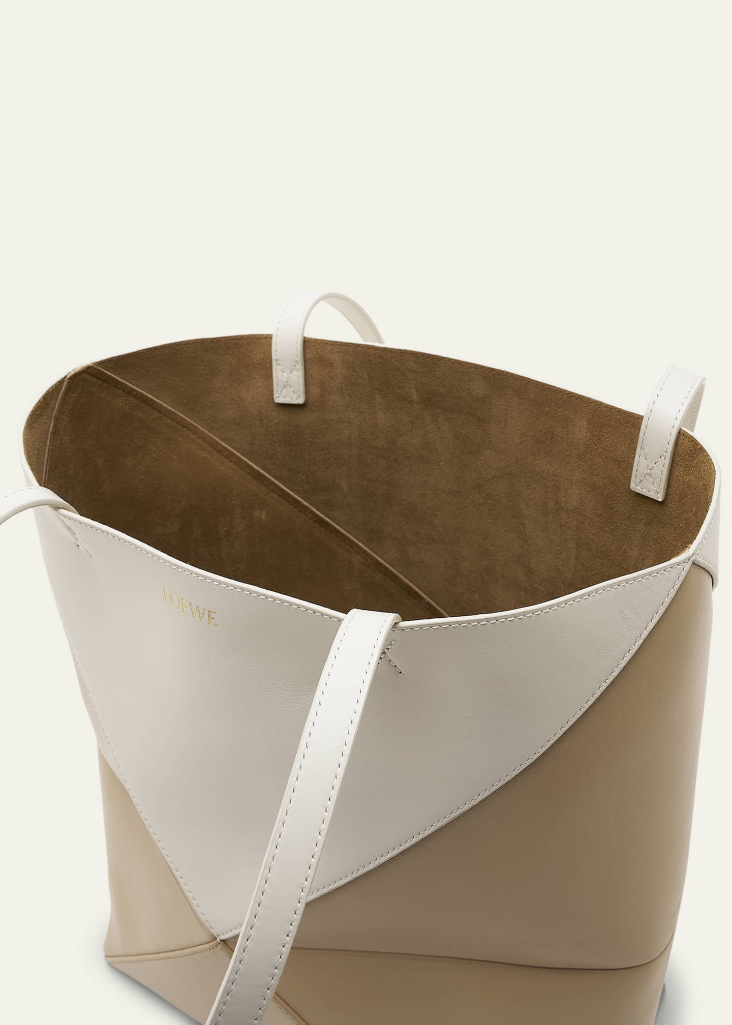 Loewe Puzzle Fold Medium Tote Bag in Shiny Bicolor Leather Image 4 of 6