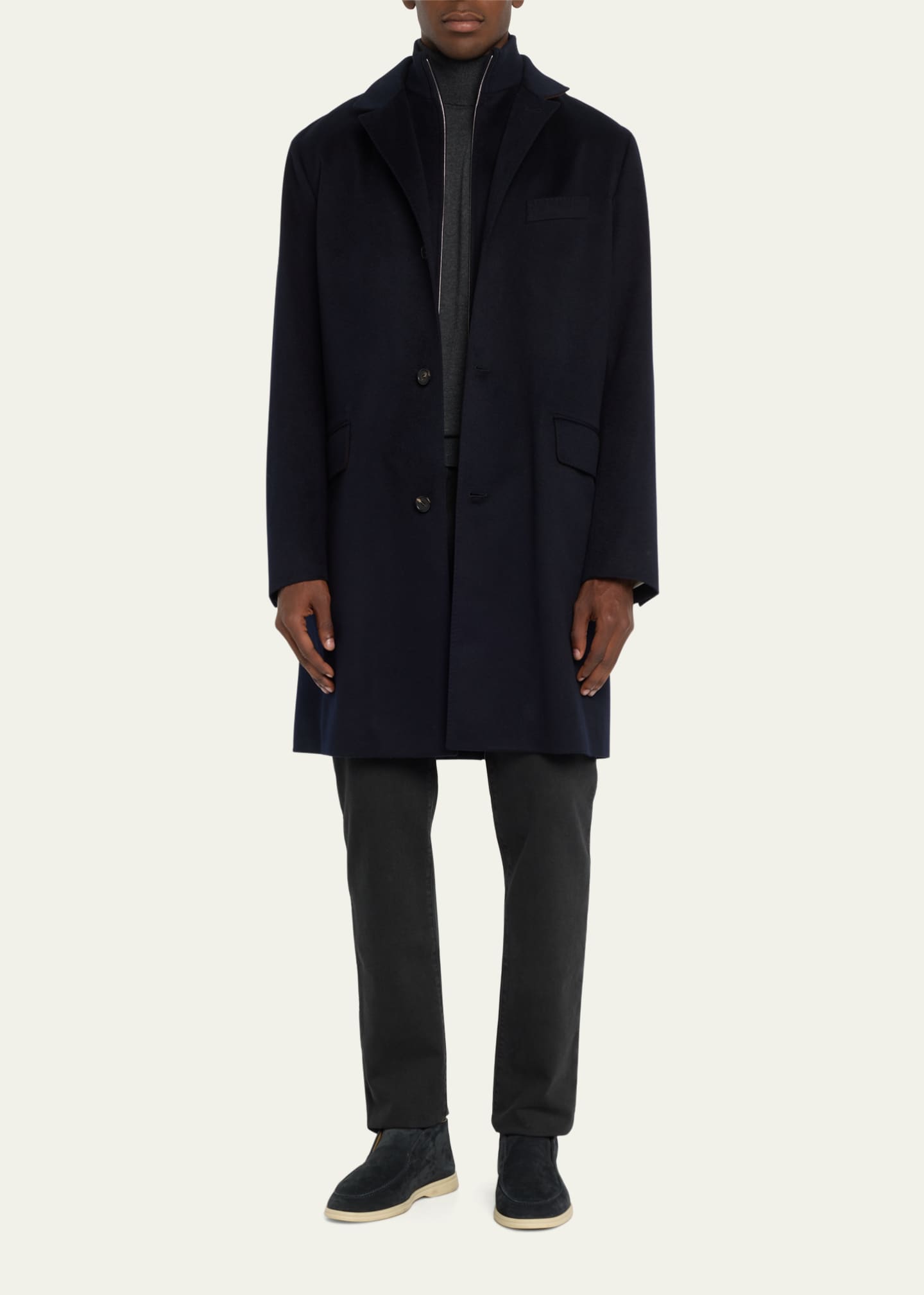 Loro Piana Men's Martingala Cashmere Overcoat with Inset Zip - Bergdorf ...