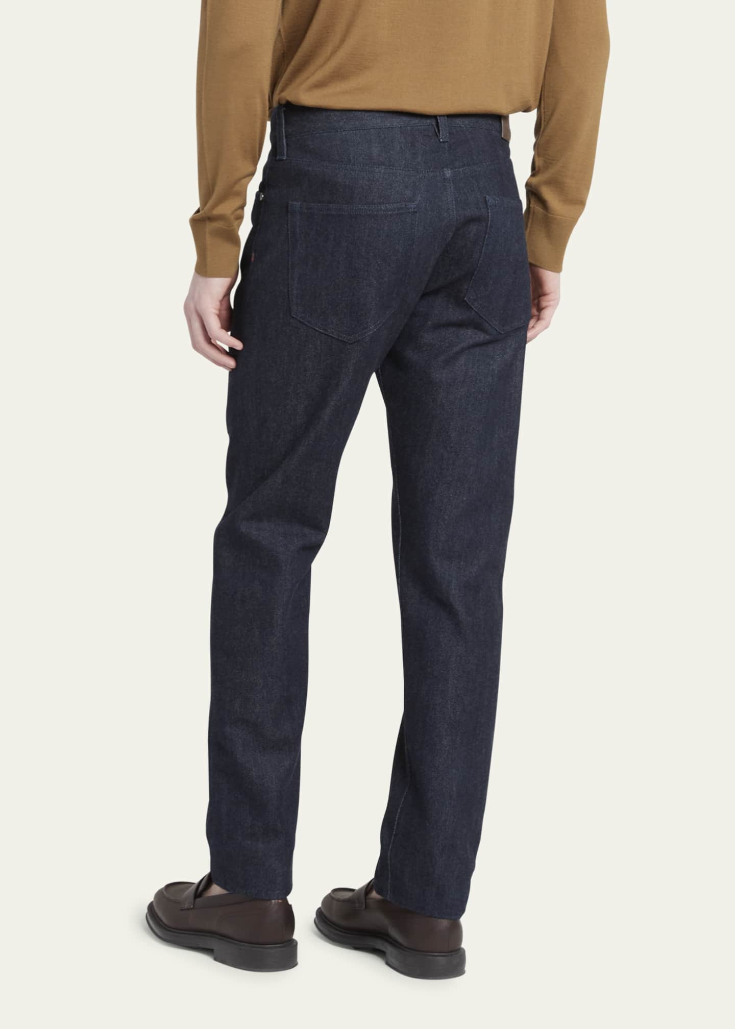 Loro Piana Men's Cashmere-Cotton Denim Jeans Image 3 of 5