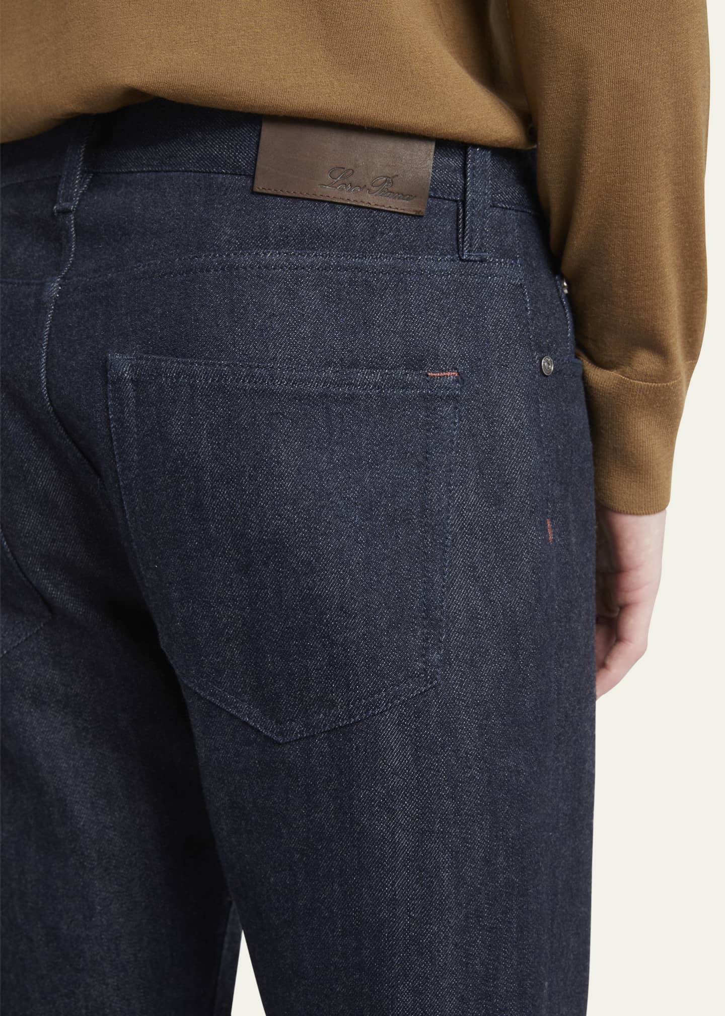 Loro Piana Men's Cashmere-Cotton Denim Jeans Image 5 of 5