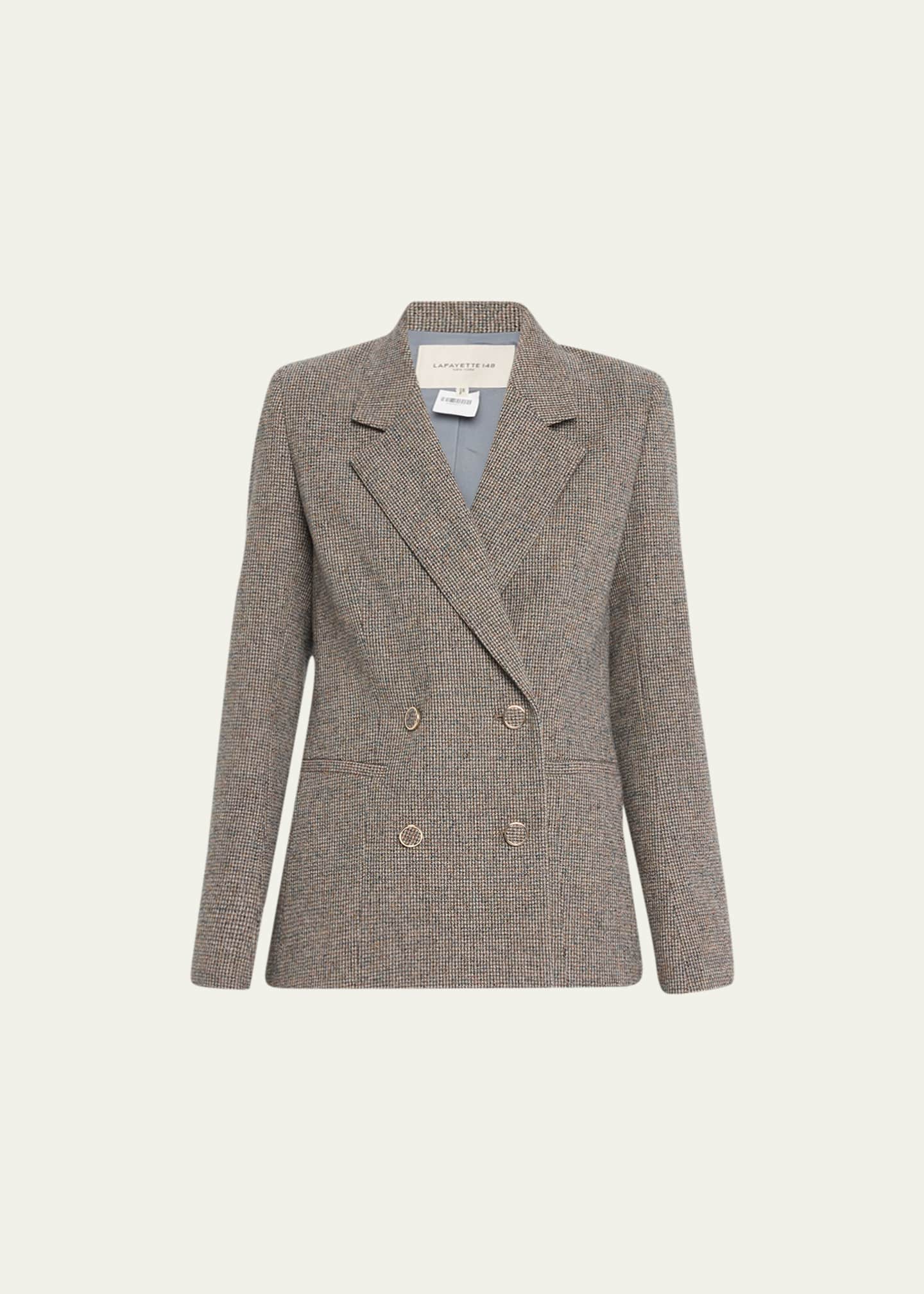 Lafayette 148 New York Double-Breasted Check-Print Wool Jacket