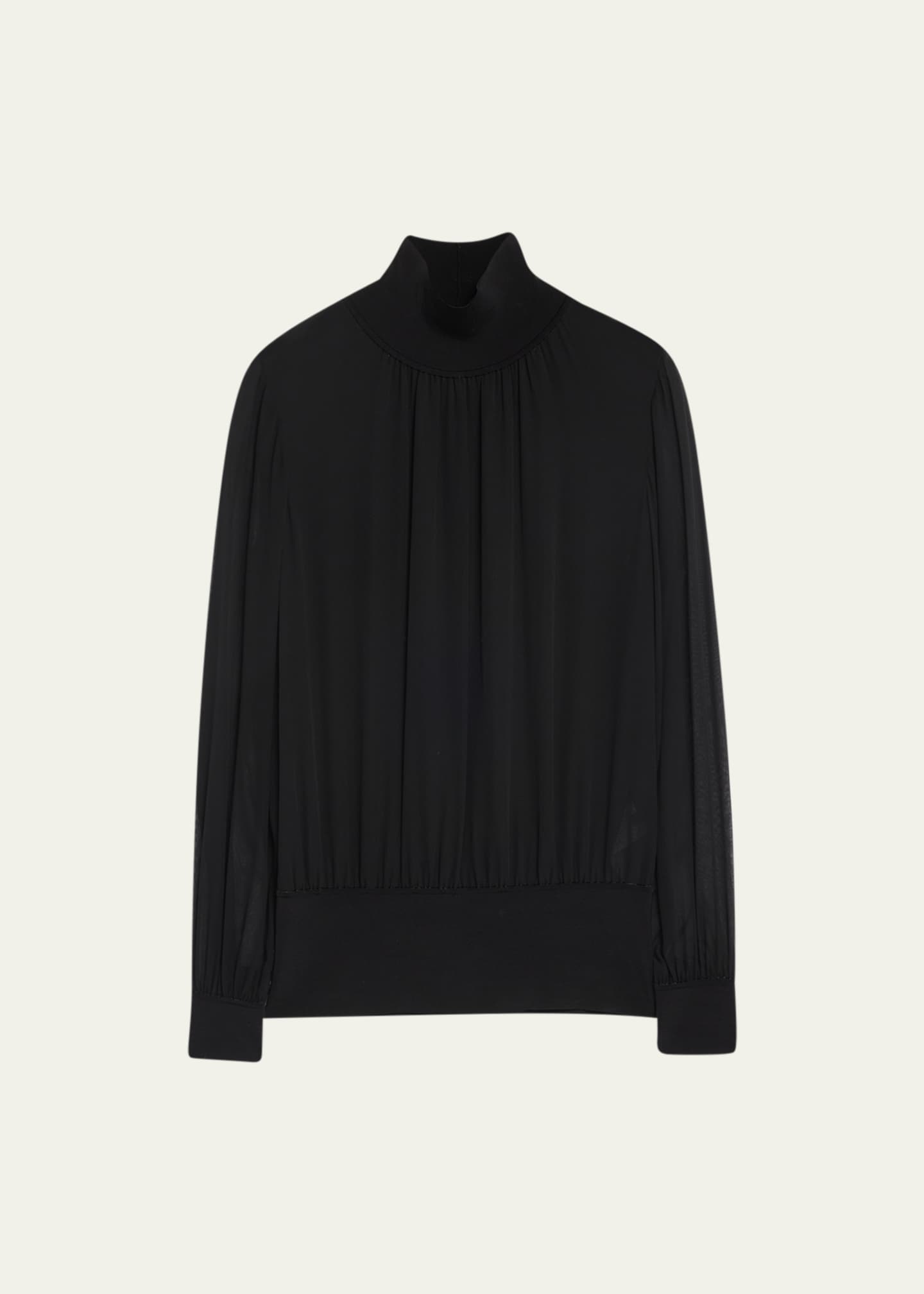 Turtleneck silk blouse top