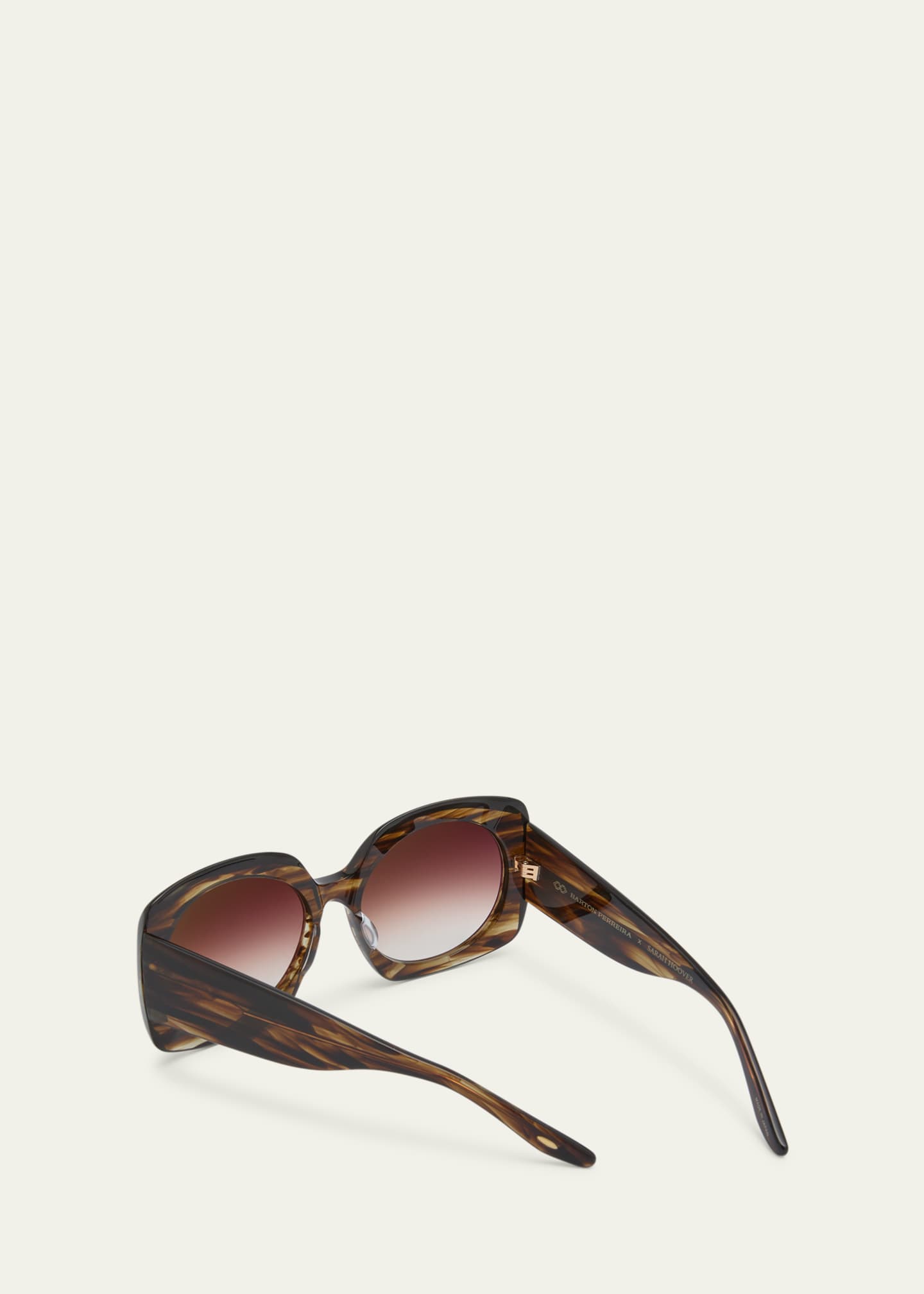 Barton Perreira x Sarah Hoover Delia Tortoise Acetate Square Sunglasses Image 2 of 4