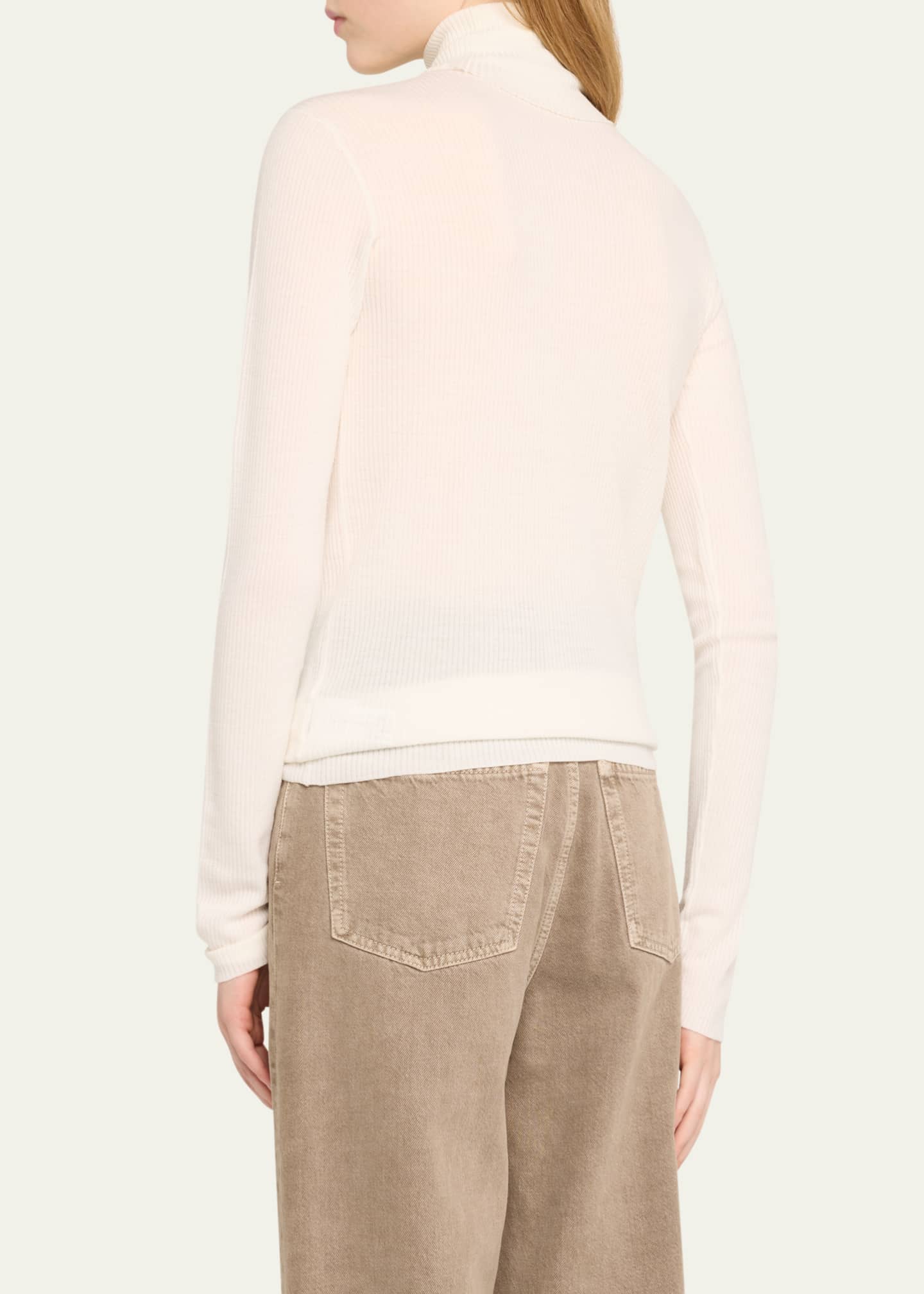 Loro Piana Taupo Ribbed Wool Turtleneck Image 3 of 5