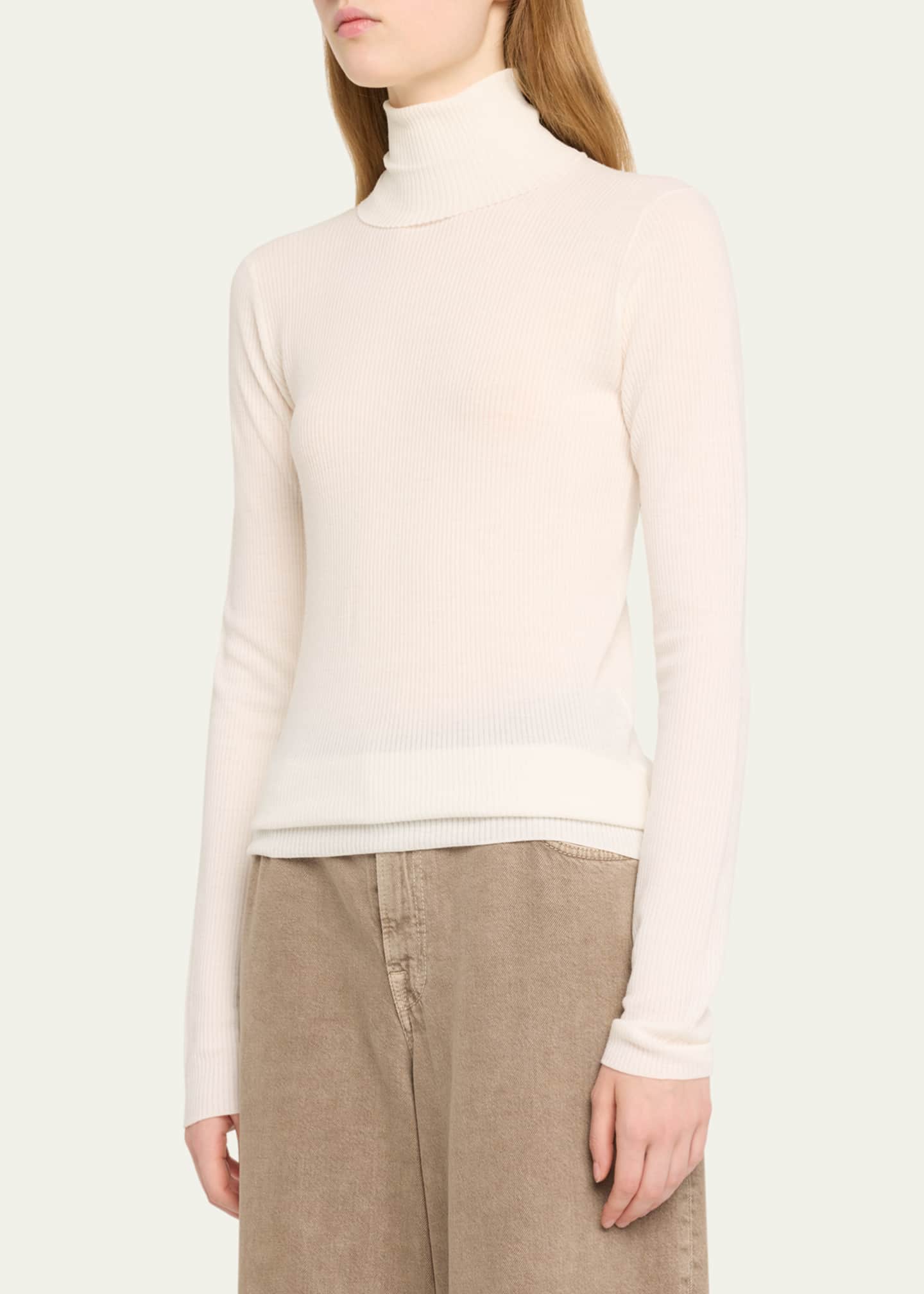 Loro Piana Taupo Ribbed Wool Turtleneck Image 4 of 5