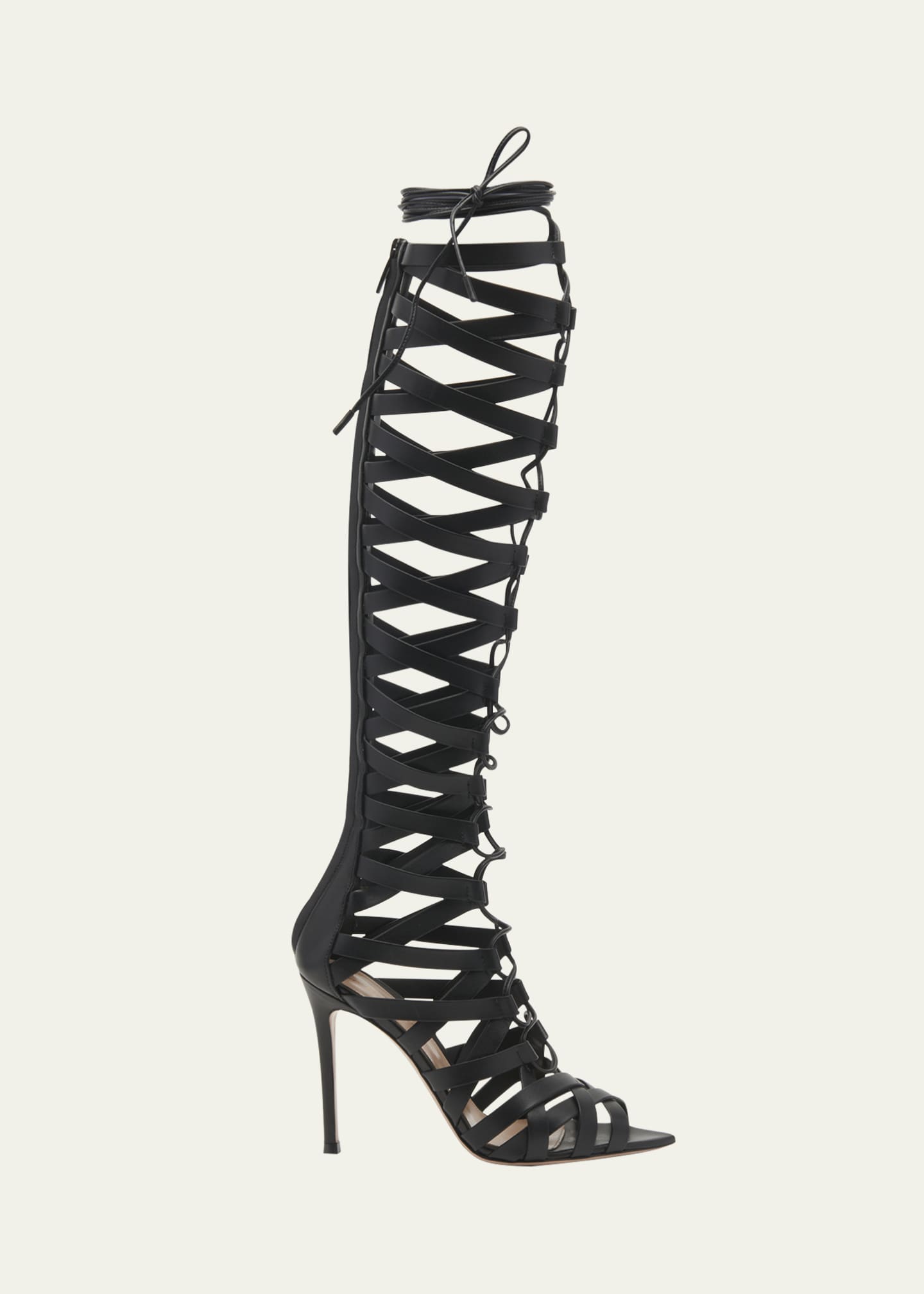 Gianvito Rossi Strappy Nappa Leather Wrap-Up Knee-High Boots - Bergdorf ...