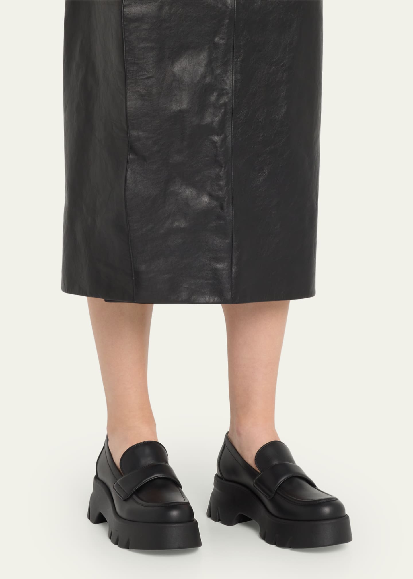 Gianvito Rossi Leather Casual Lug-Sole Loafers Image 2 of 5