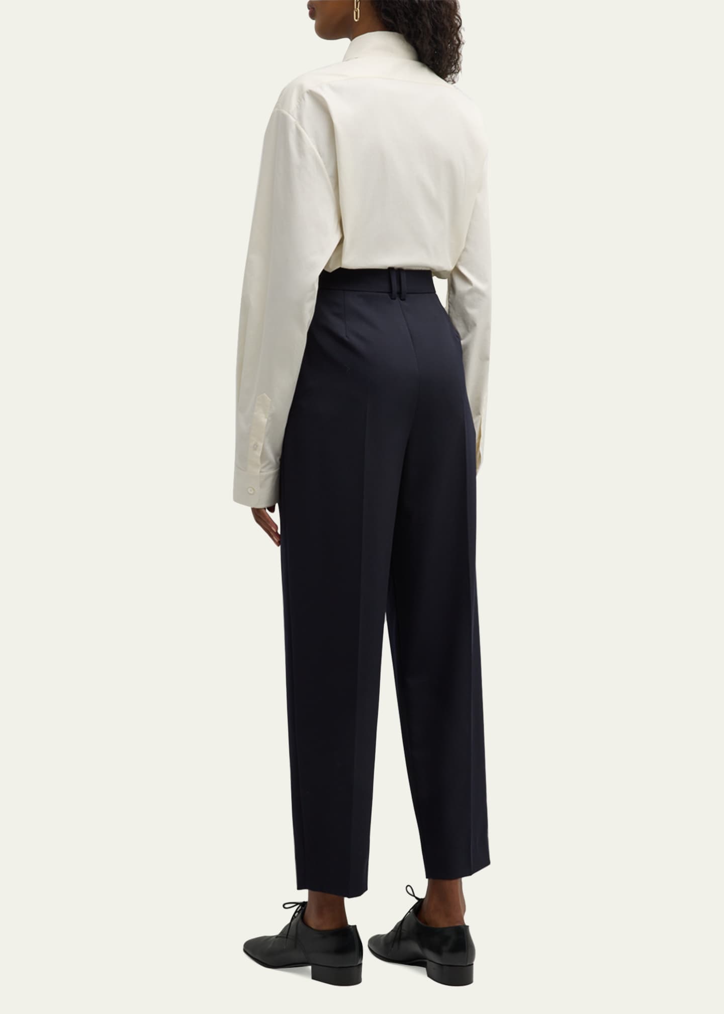 THE ROW Corby Pleated Tapered Wool Pants - Bergdorf Goodman