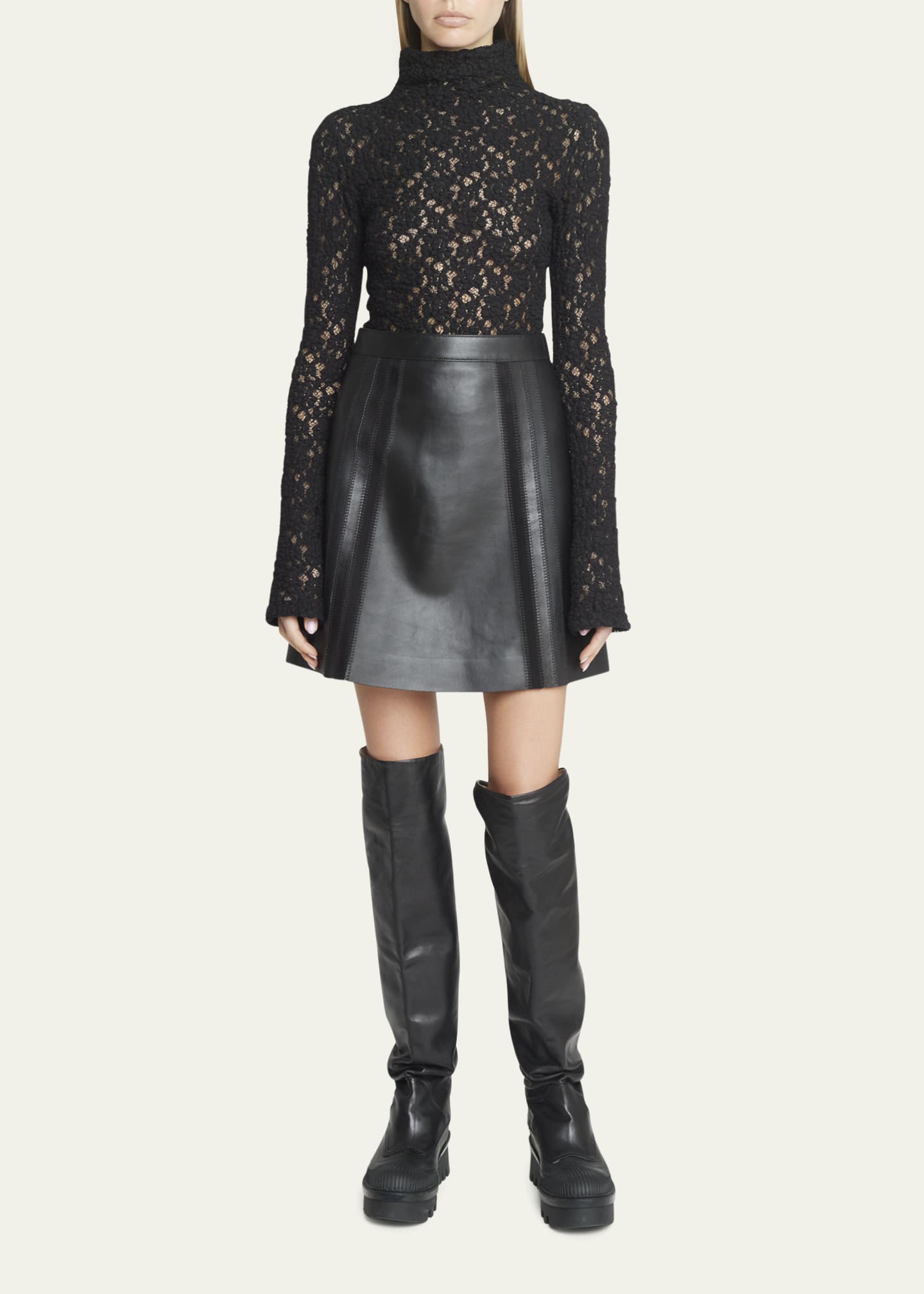 Chloe Suede Embroidered Napa Leather Mini Skirt