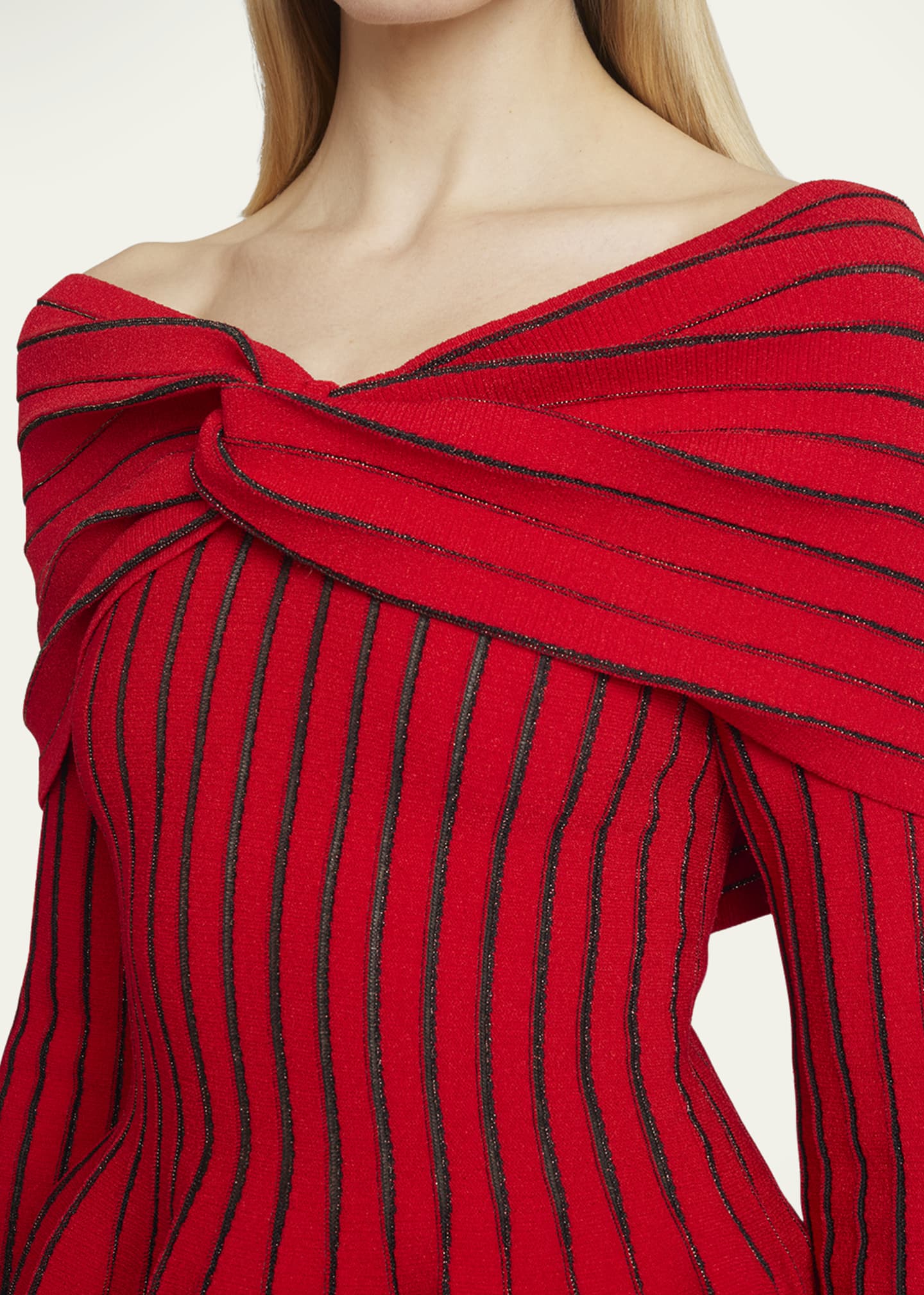 Balmain knotted off-shoulder top - Red