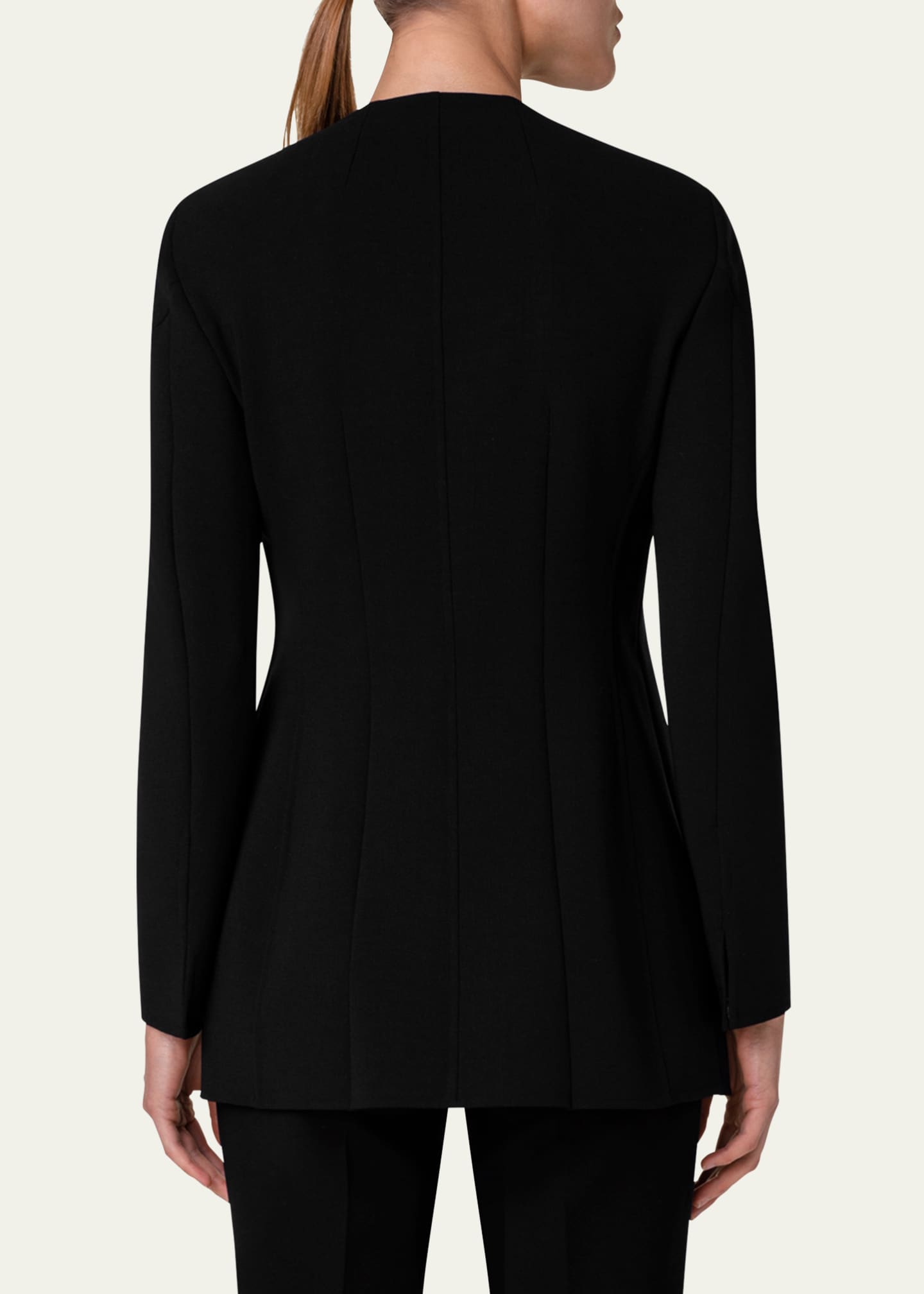 Akris Collarless Wool Double-Face Stretch Long Fitted Jacket - Bergdorf ...