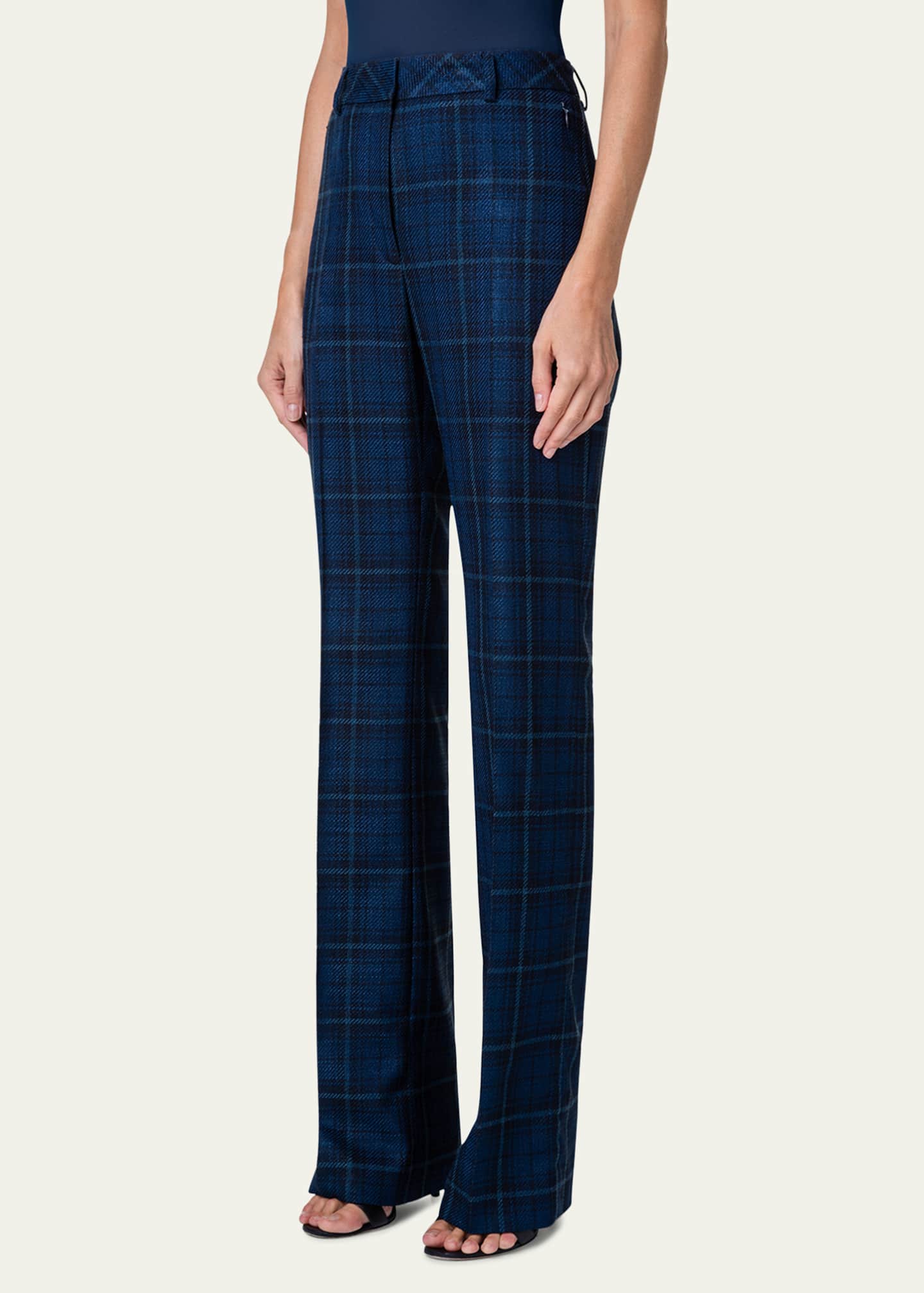 Akris Glenn Plaid BootCut Pants Bergdorf Goodman