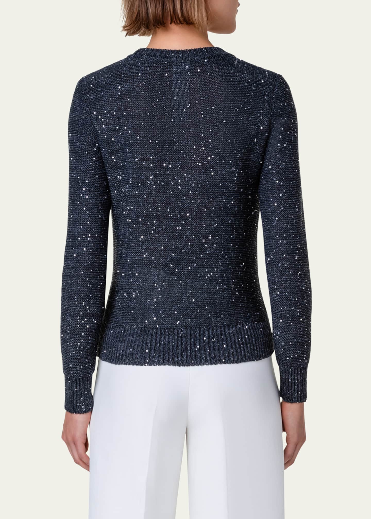 Akris Linen Cotton Knit Pullover with Sequins - Bergdorf Goodman