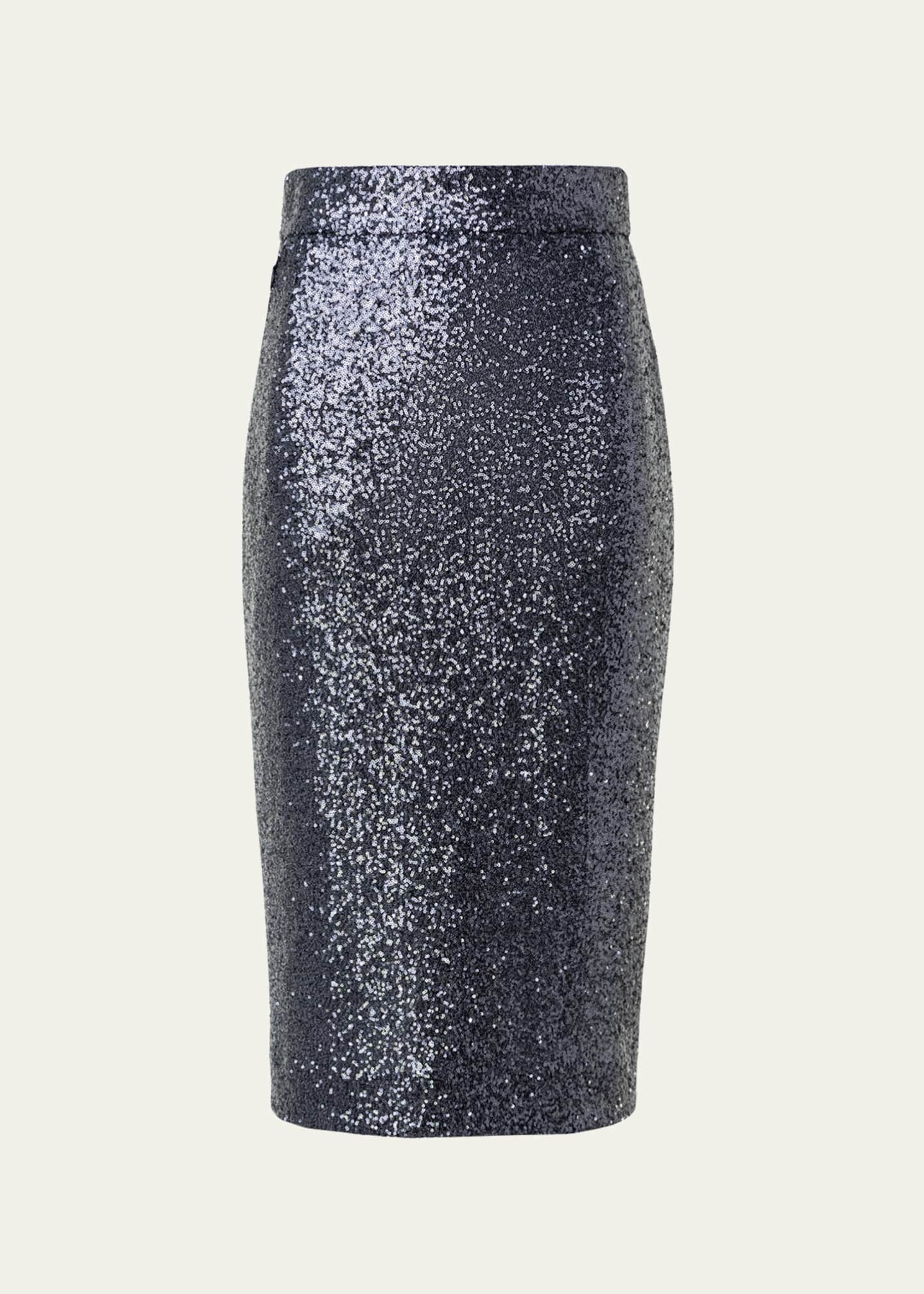 Akris Sequin-Embellished Jersey Pencil Skirt