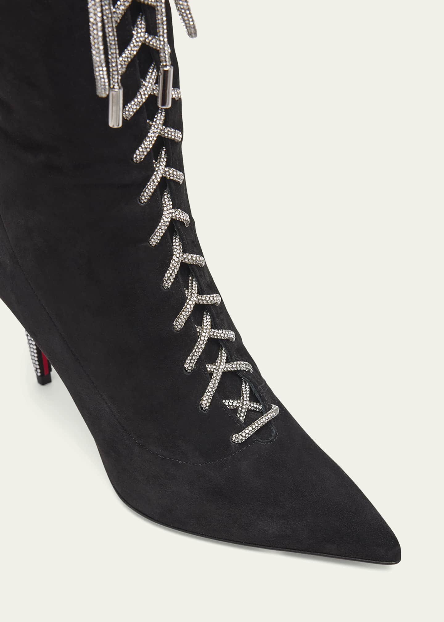 Christian Louboutin Astrid Suede Lace Up Red Sole Booties