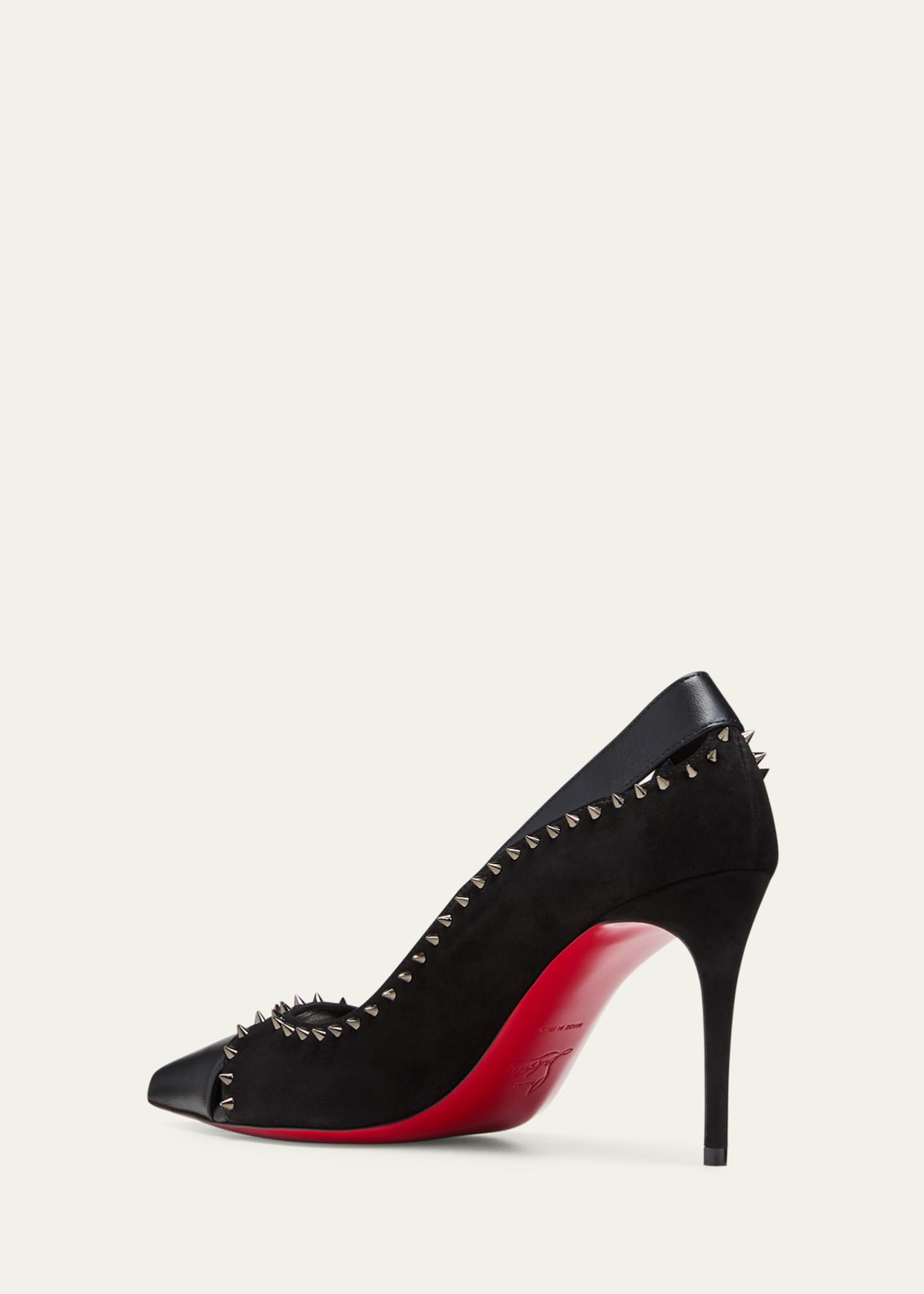 Christian Louboutin Duvettina Leather Spike Red Sole Pumps - Bergdorf ...
