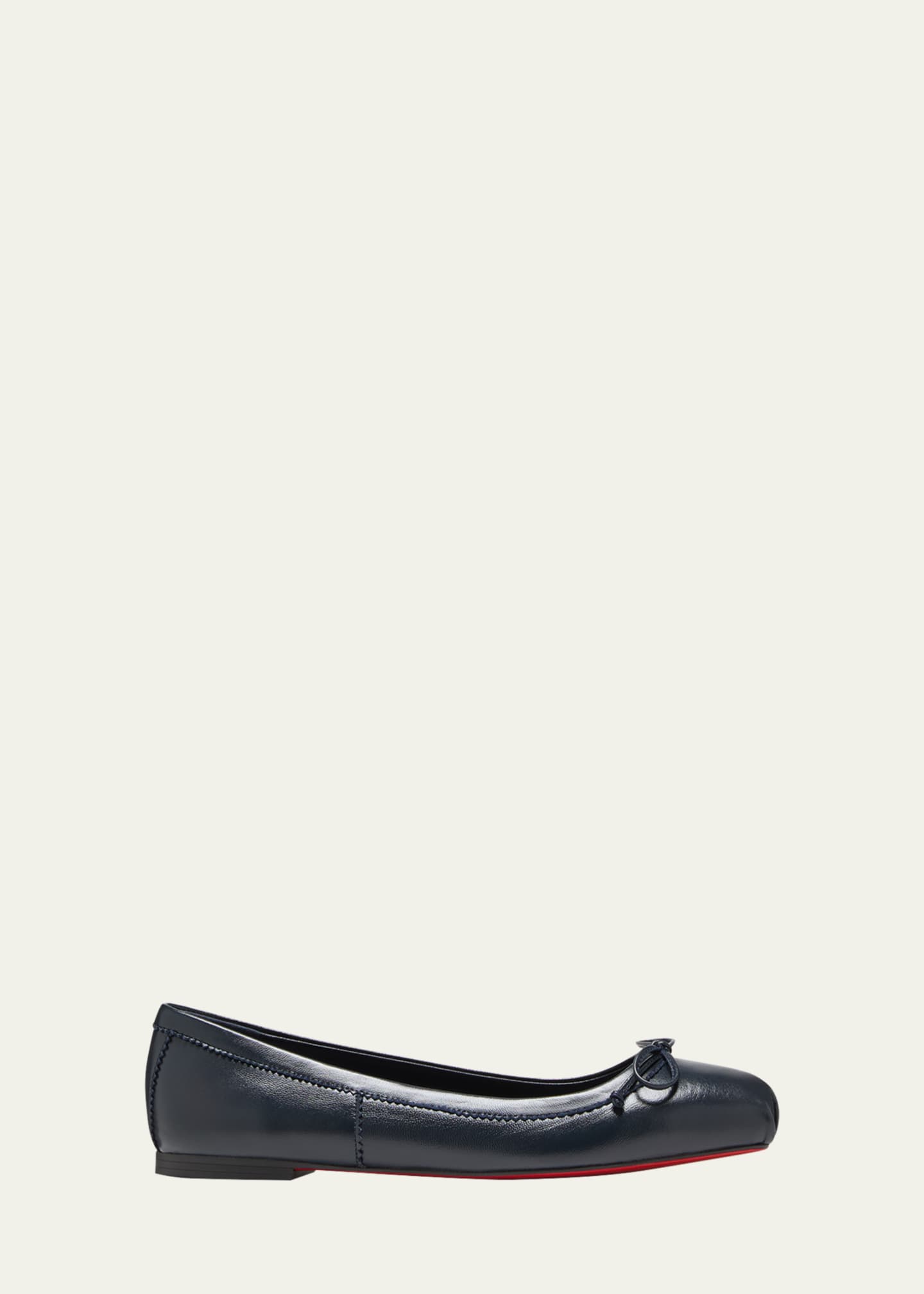 Christian Louboutin Mamadrague Napa Bow Red Sole Ballerina Flats