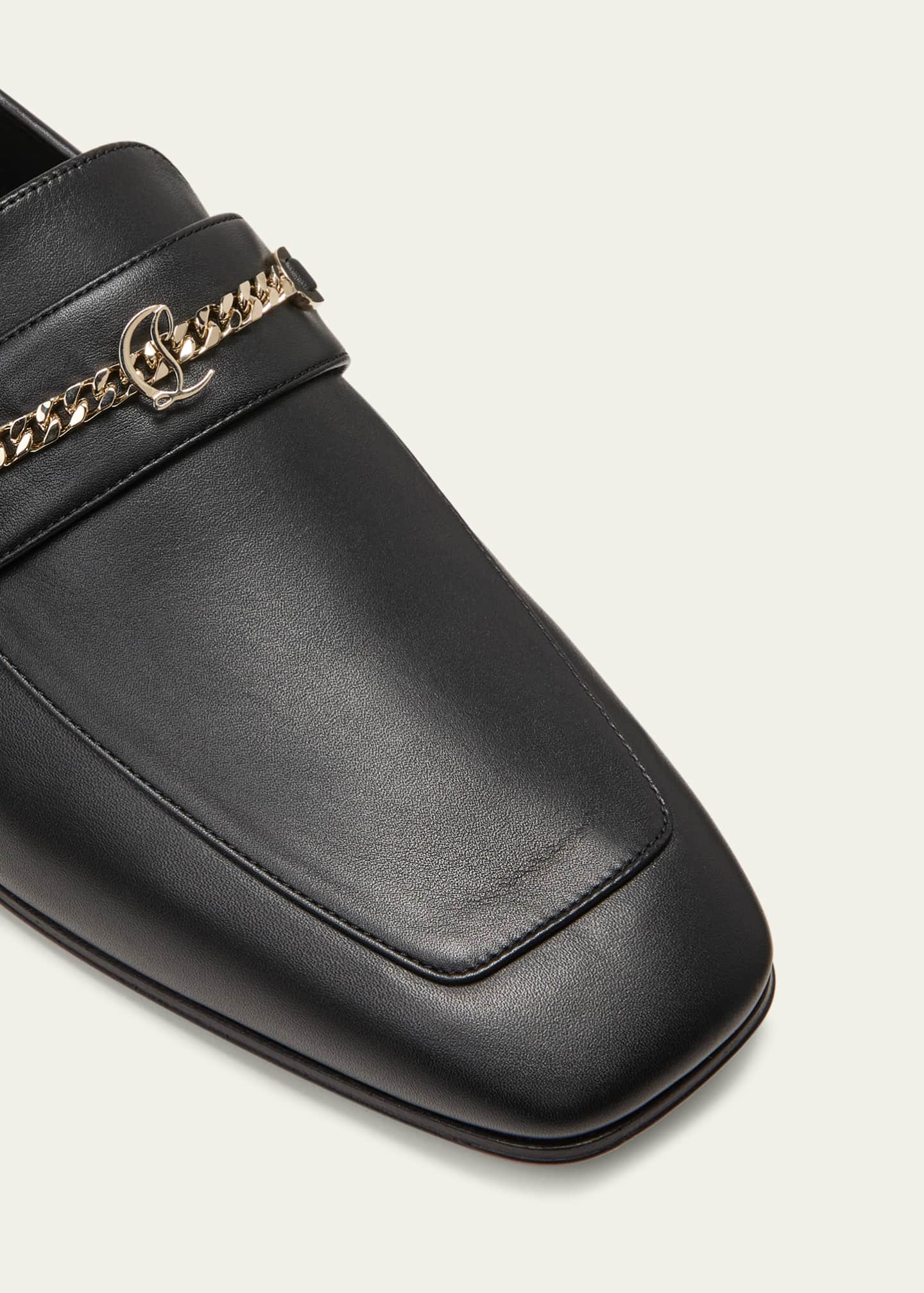 Christian Louboutin Leather Chain Red Sole Loafers Bergdorf Goodman