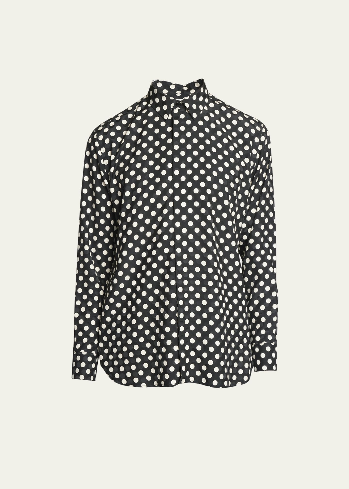 Silk polka dot shirt sales