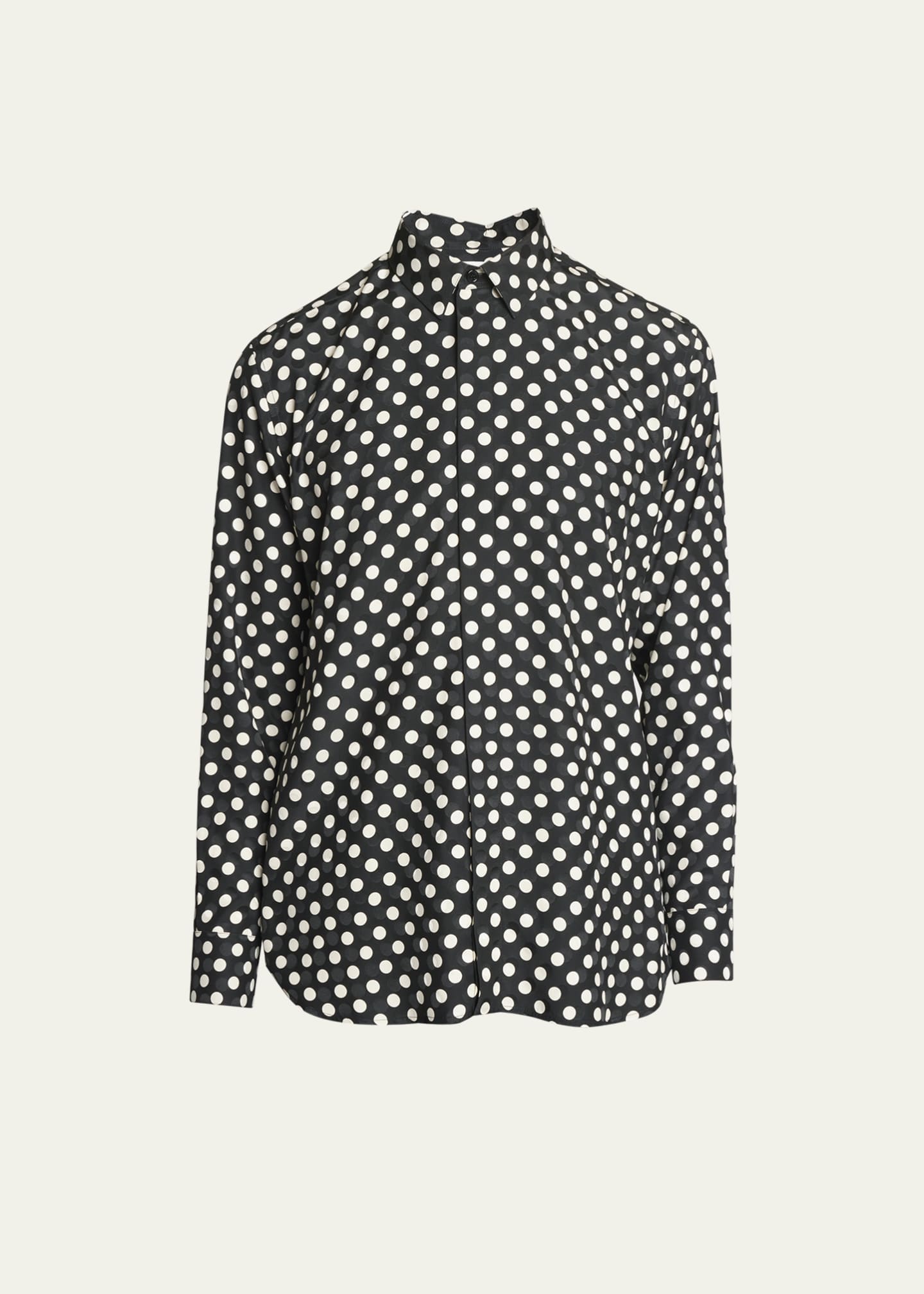 Saint Laurent Men's Polka Dot Silk Sport Shirt