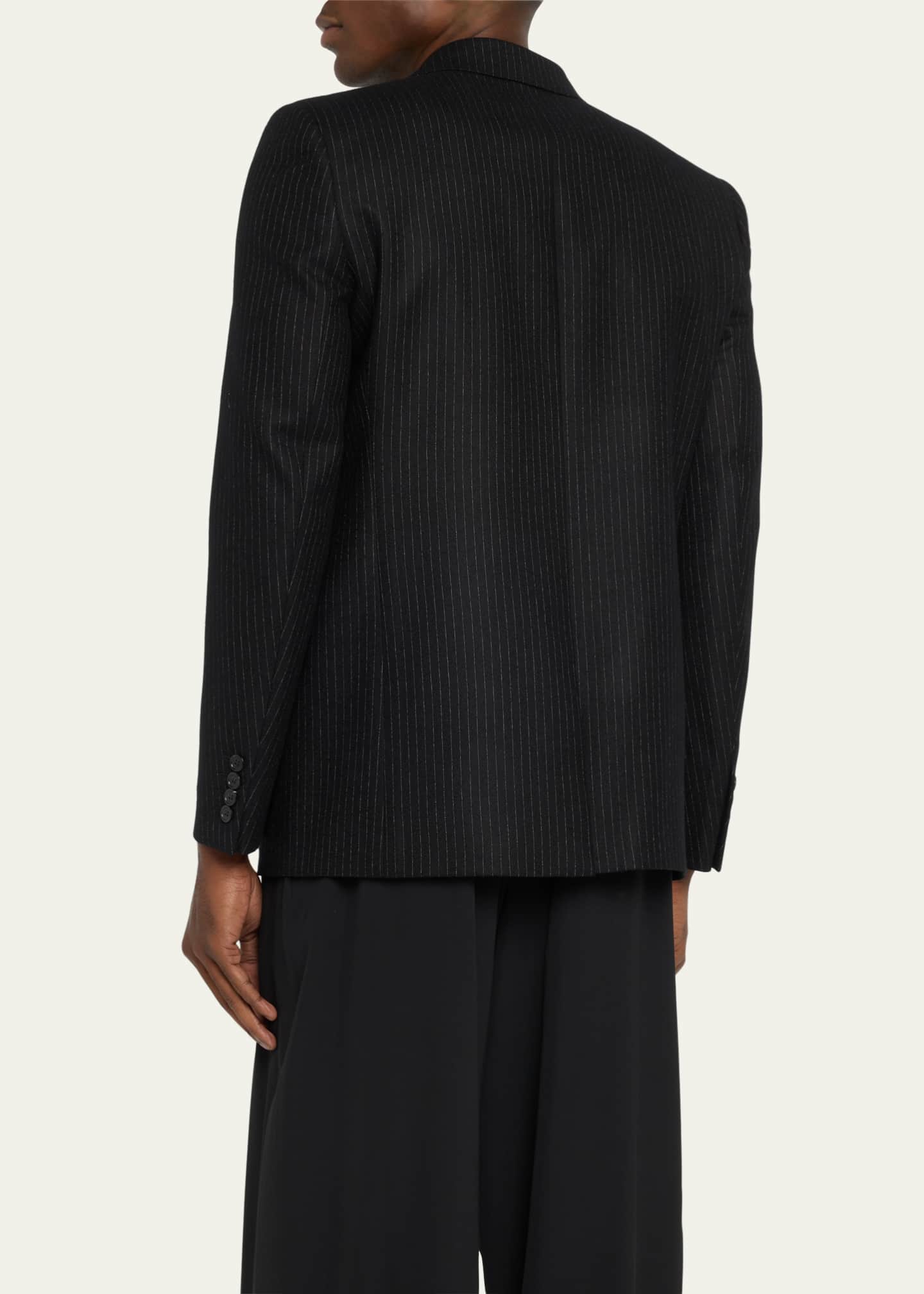 Saint Laurent Men's Double-Breasted Pinstripe Flannel Sport Jacket Image 3 of 5