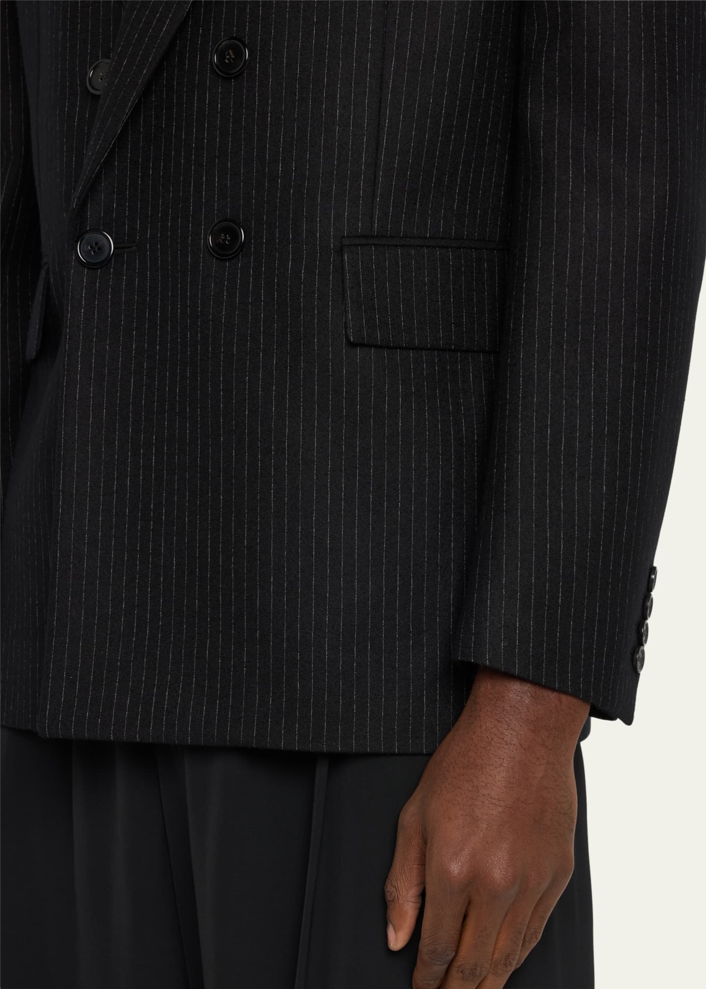 Saint Laurent Men's Double-Breasted Pinstripe Flannel Sport Jacket Image 5 of 5