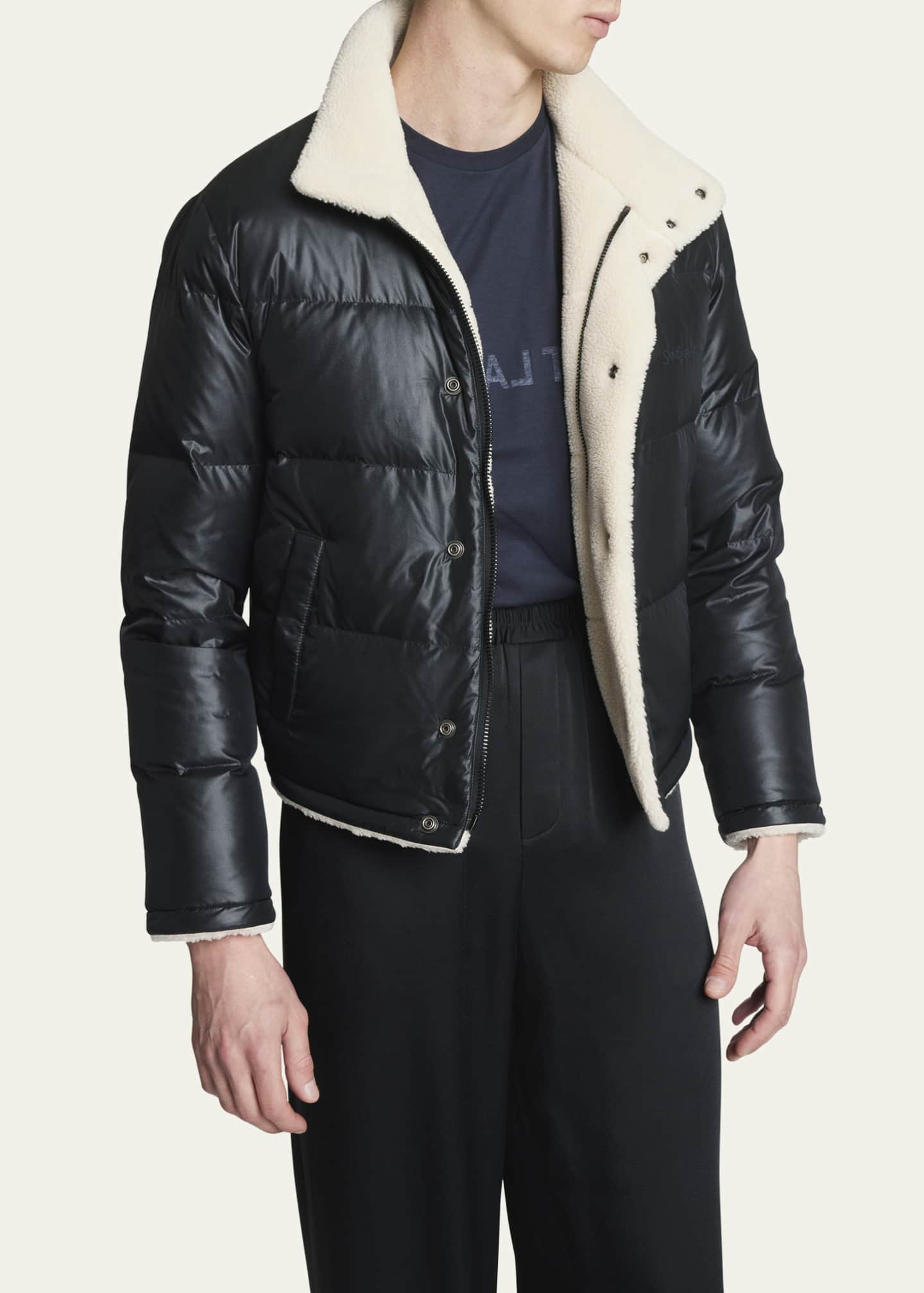 Saint Laurent Men s Faux Shearling Puffer Jacket
