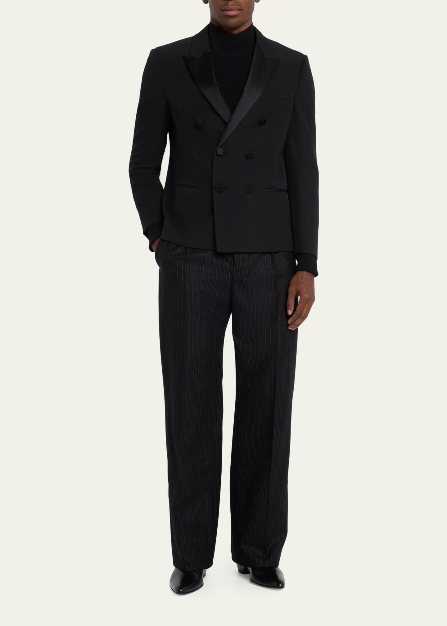 Saint Laurent Men's Pinstripe Flannel Trousers Image 2 of 5