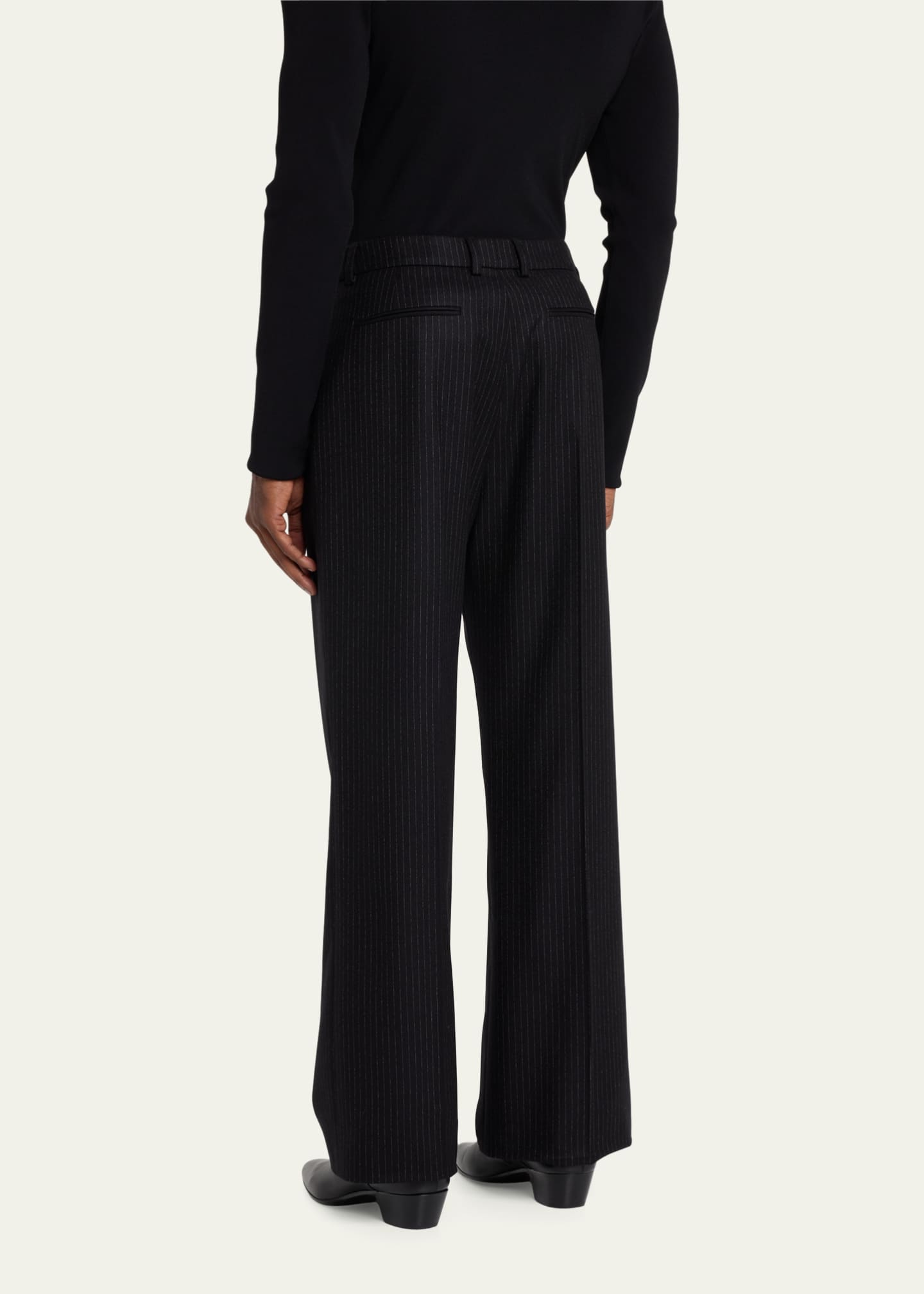 Saint Laurent Men's Pinstripe Flannel Trousers Image 3 of 5