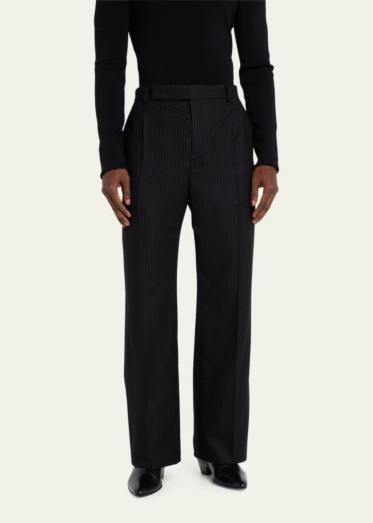 Saint Laurent Men's Pinstripe Flannel Trousers Image 4 of 5