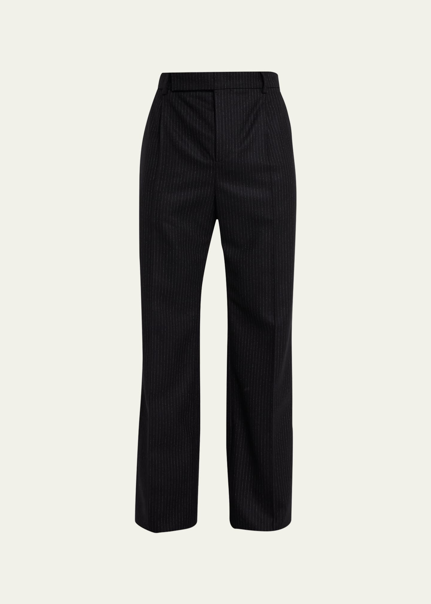 Saint Laurent Men's Pinstripe Flannel Trousers Image 1 of 5