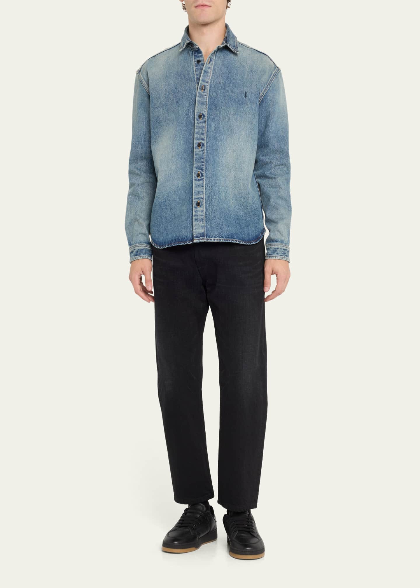 Men's saint laurent denim shirt hot sale