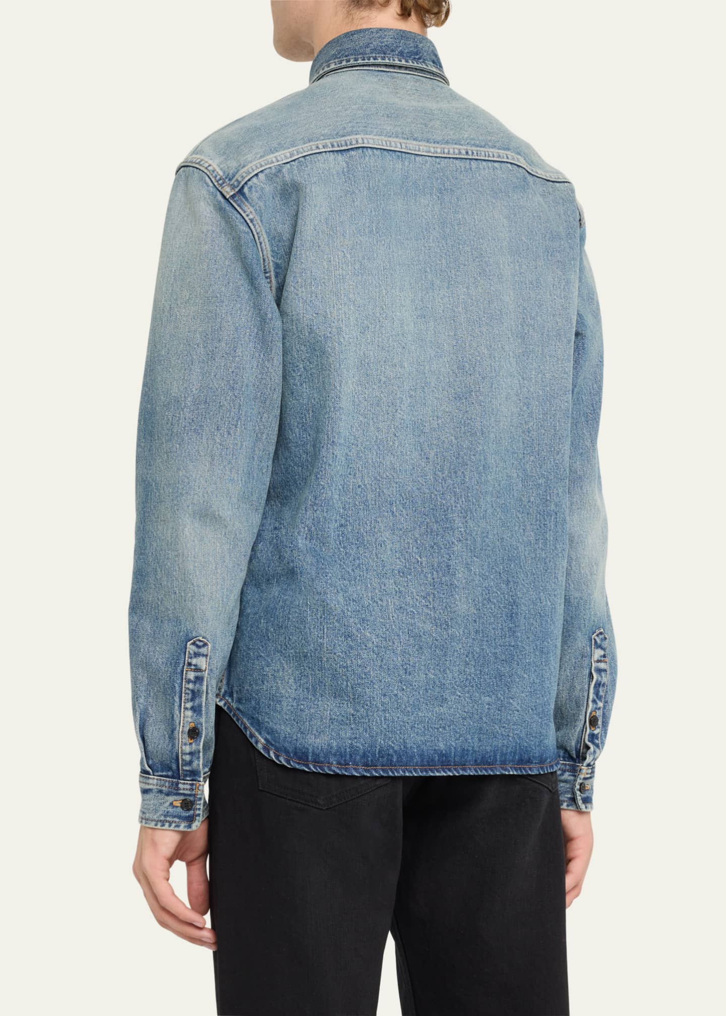 Saint Laurent Men's Denim Shirt - Bergdorf Goodman