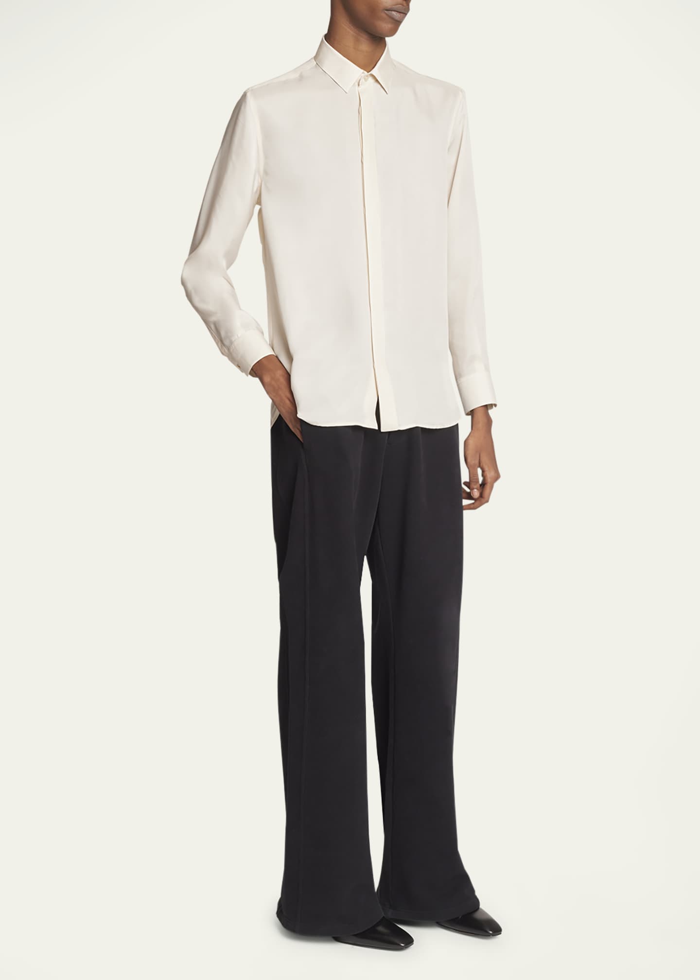 Saint Laurent Men's Yves Satin Dress Shirt - Bergdorf Goodman