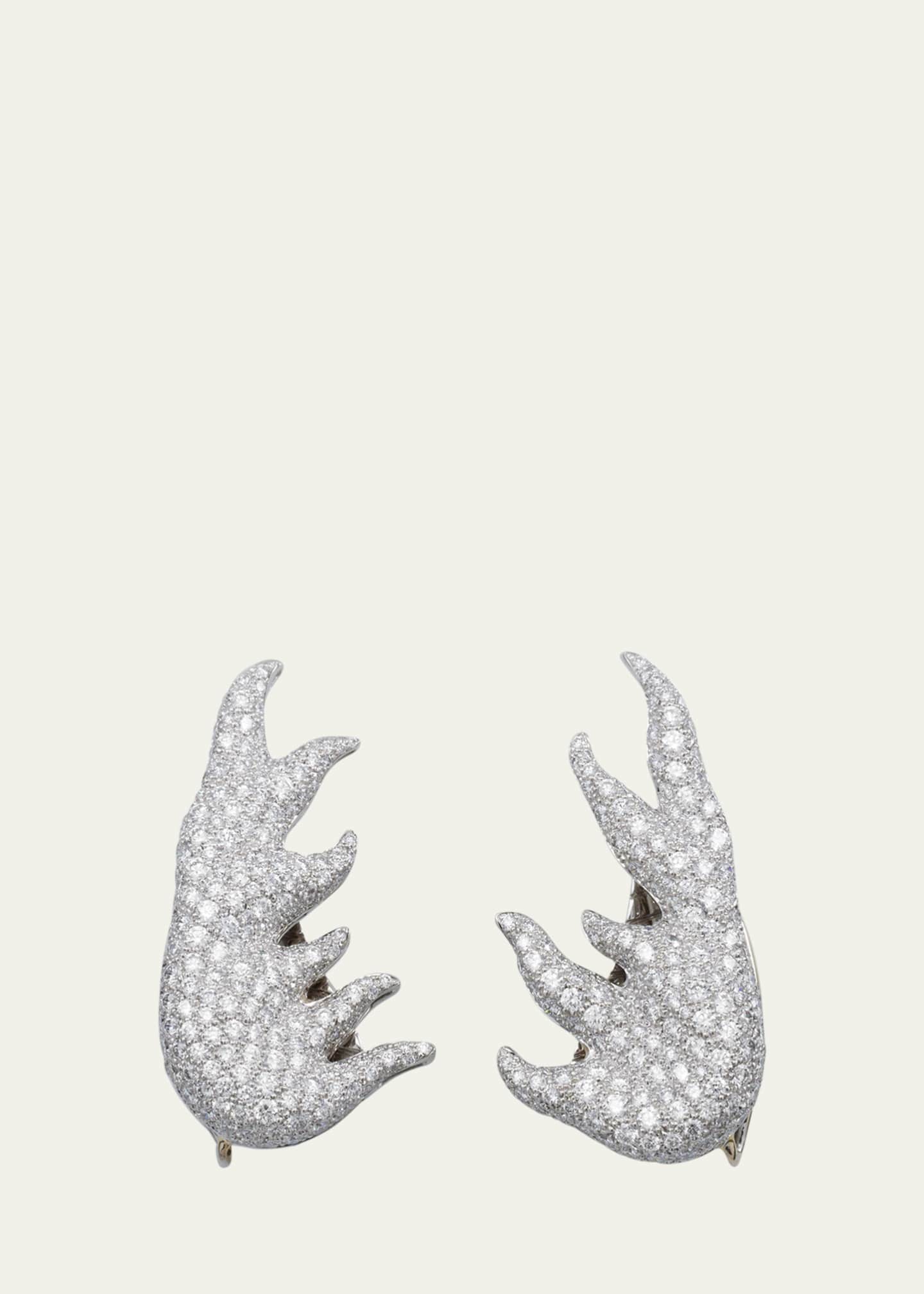 Verdura Platinum and Diamond Sea Foam Earclips Image 1 of 4
