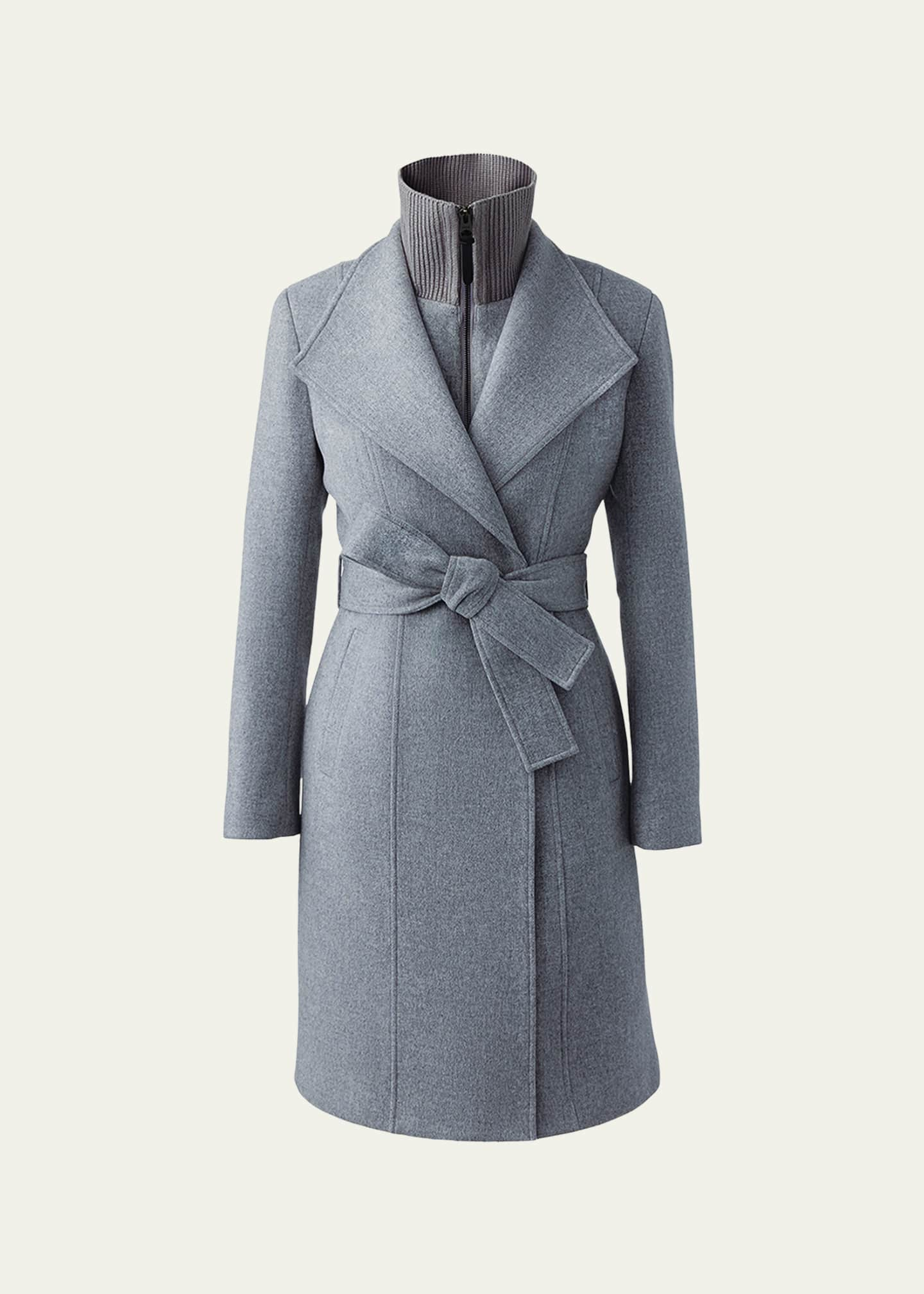 Grey Double-Face Wool-Cashmere Wrap Coat