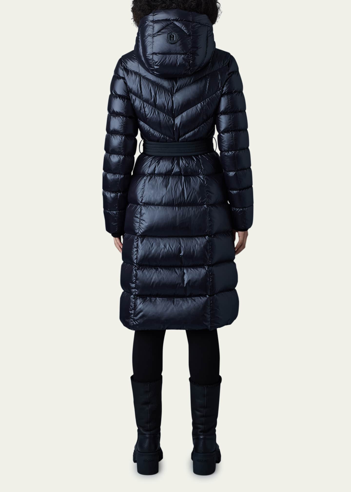 Mackage＊CORALIA light down coat＊ライトダウンコート Coralia, Down coat with hood and sash belt for ladies