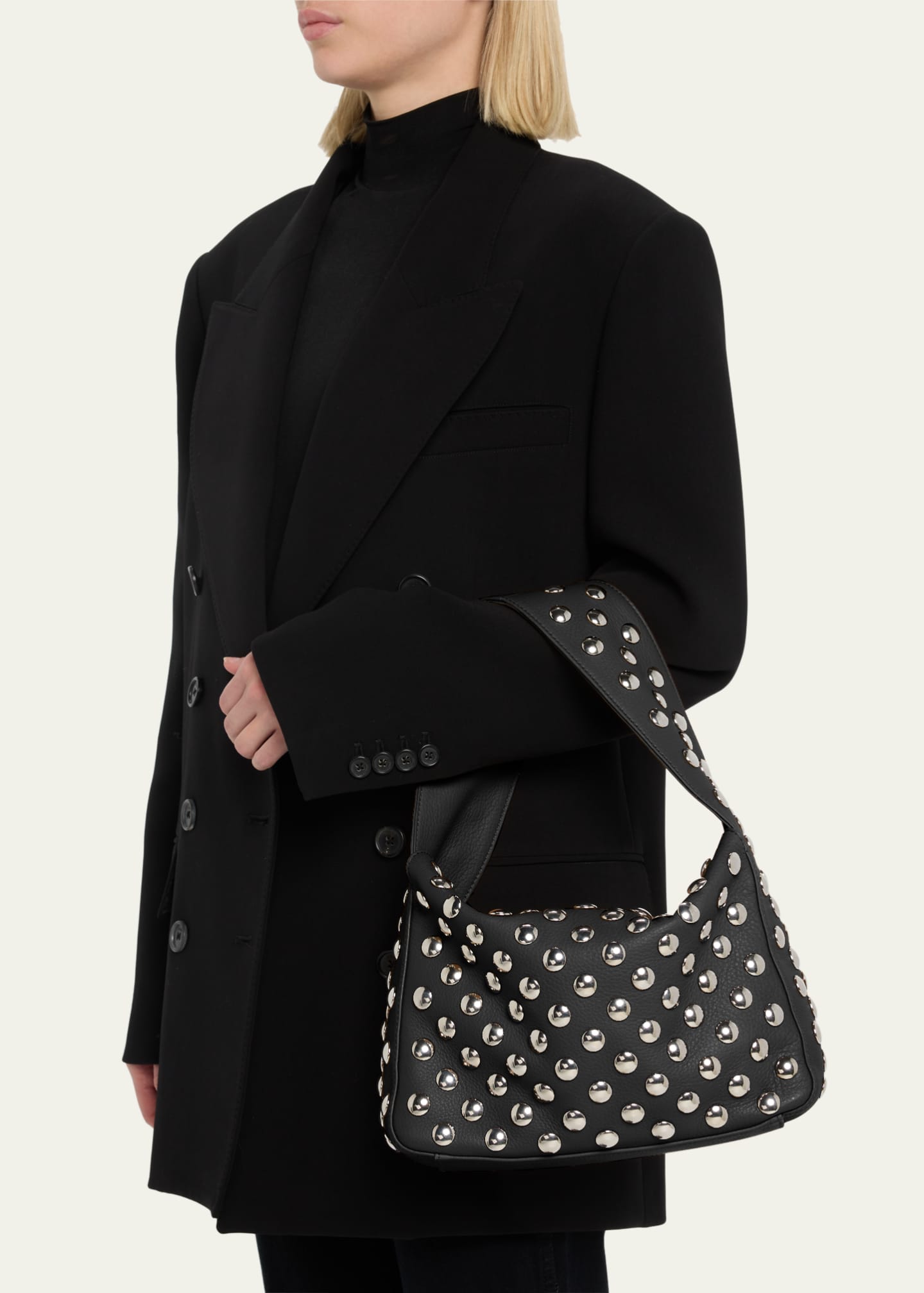 Khaite Elena Studded Leather Shoulder Bag Image 2 of 5