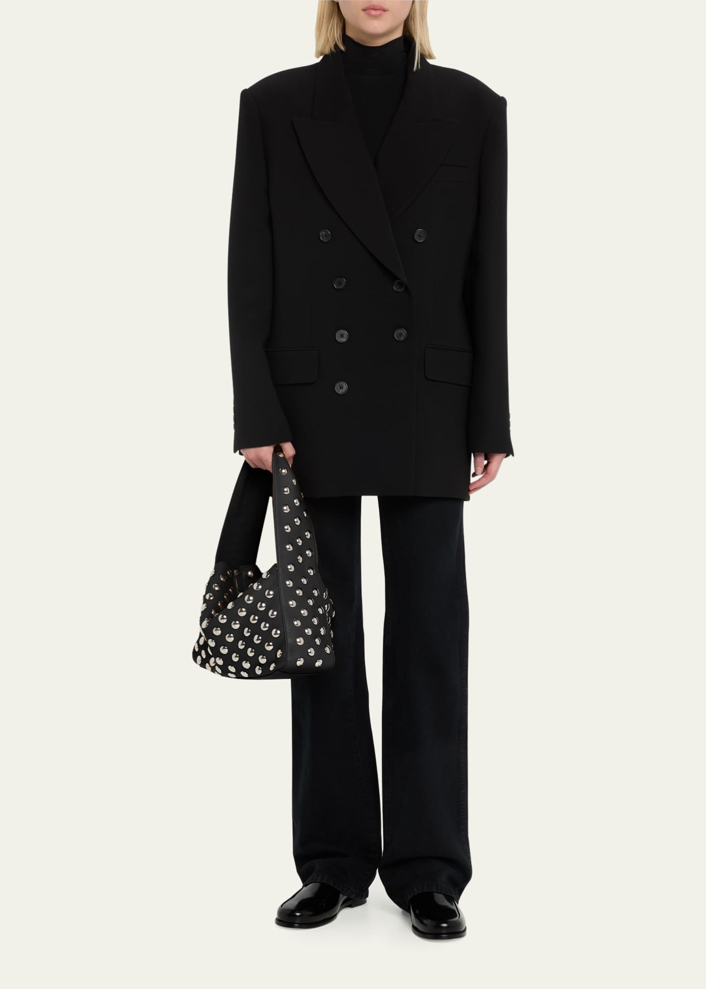 Khaite Elena Studded Leather Shoulder Bag Image 5 of 5