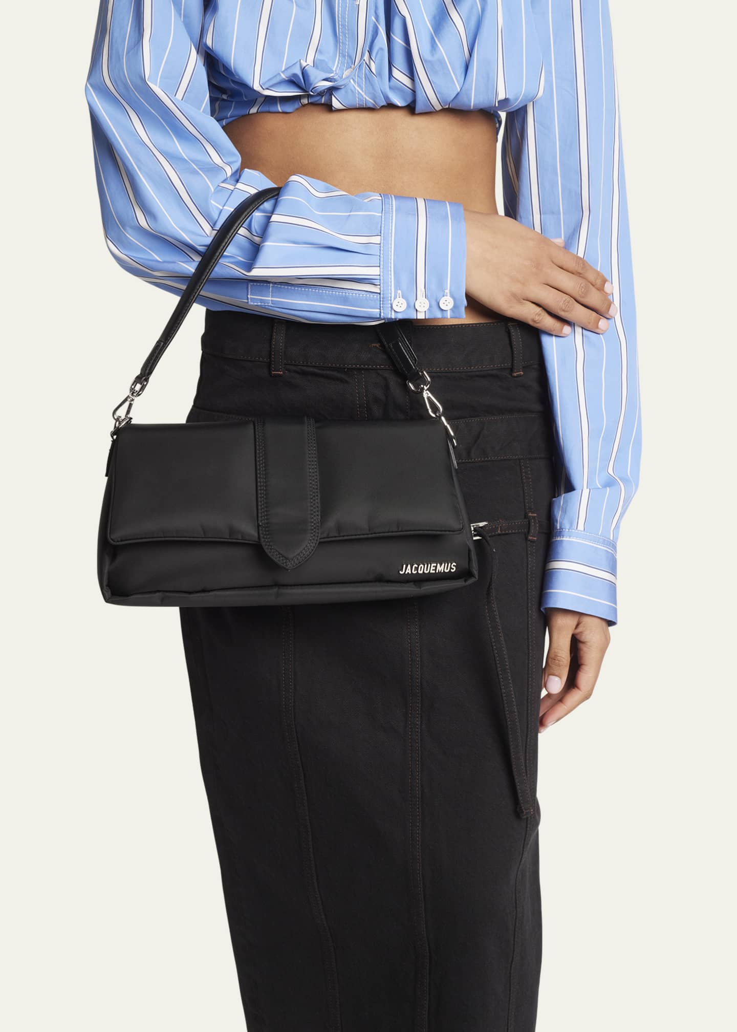 Jacquemus Le Bambimou Nylon Shoulder Bag, 990 Black, Women's, Handbags & Purses Shoulder Bags