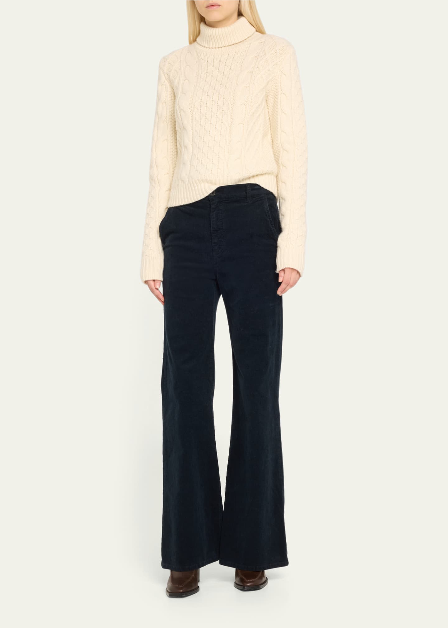 Andrina Cable Cashmere-Wool Turtleneck Sweater - Thumbnail 2