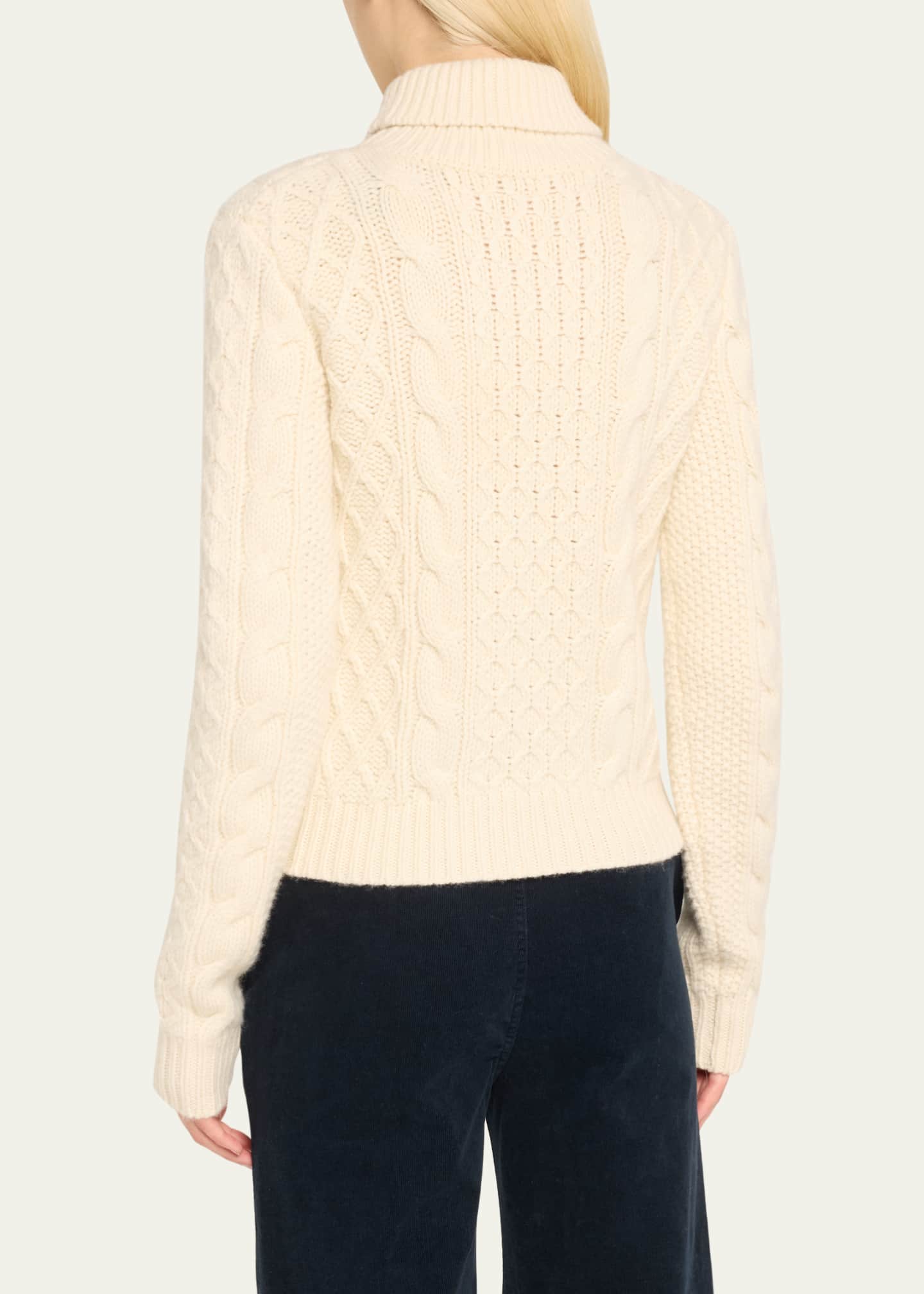 Andrina Cable Cashmere-Wool Turtleneck Sweater - Thumbnail 3
