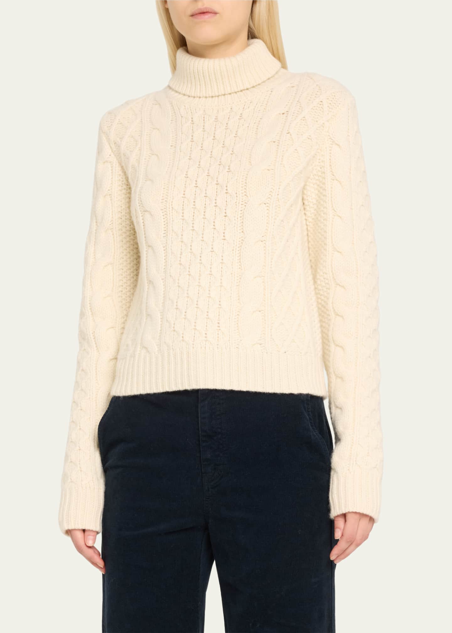 Andrina Cable Cashmere-Wool Turtleneck Sweater - Thumbnail 4